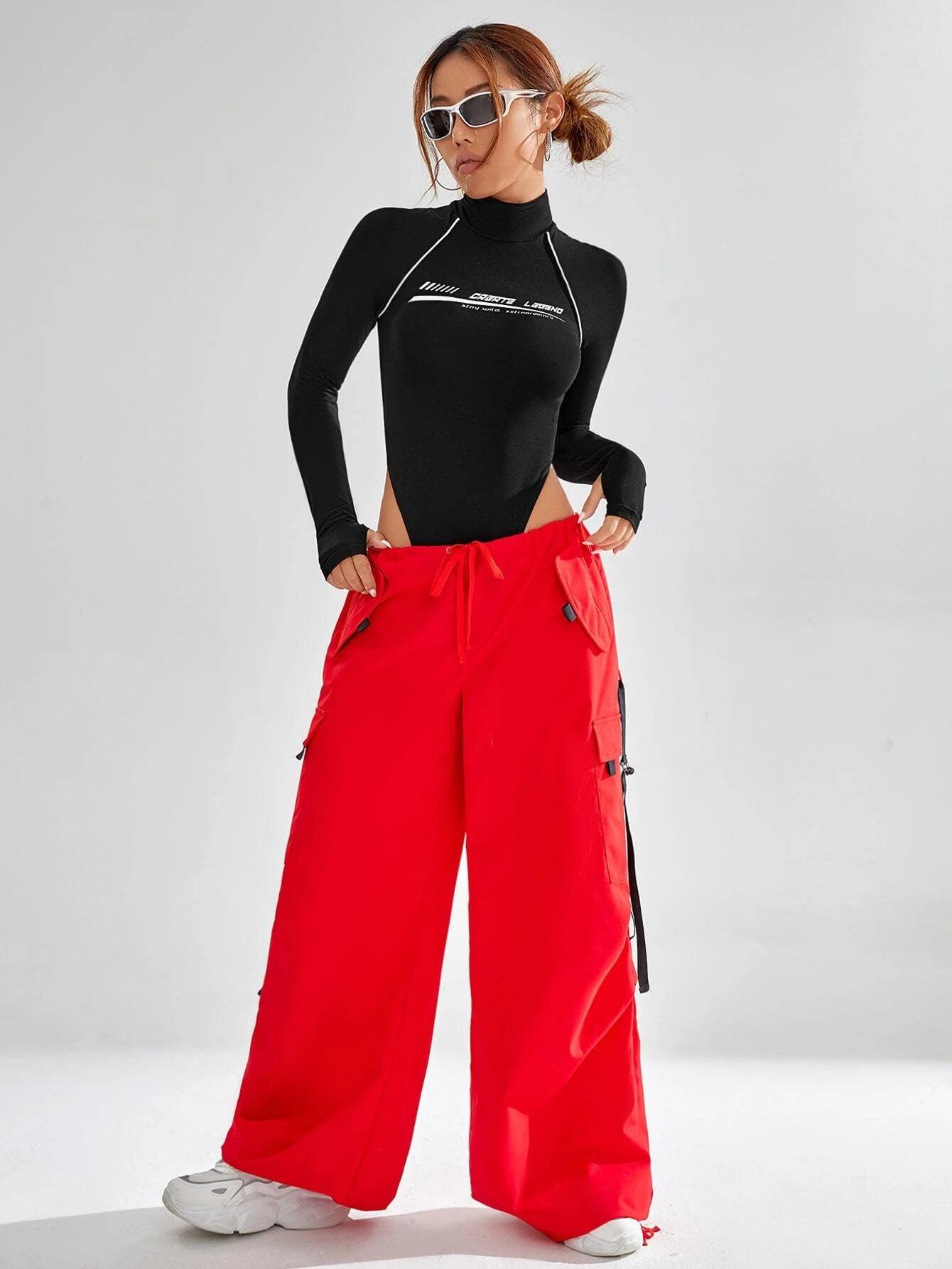 Slogan Graphic Print Bodysuit-Comfy Jumpsuits