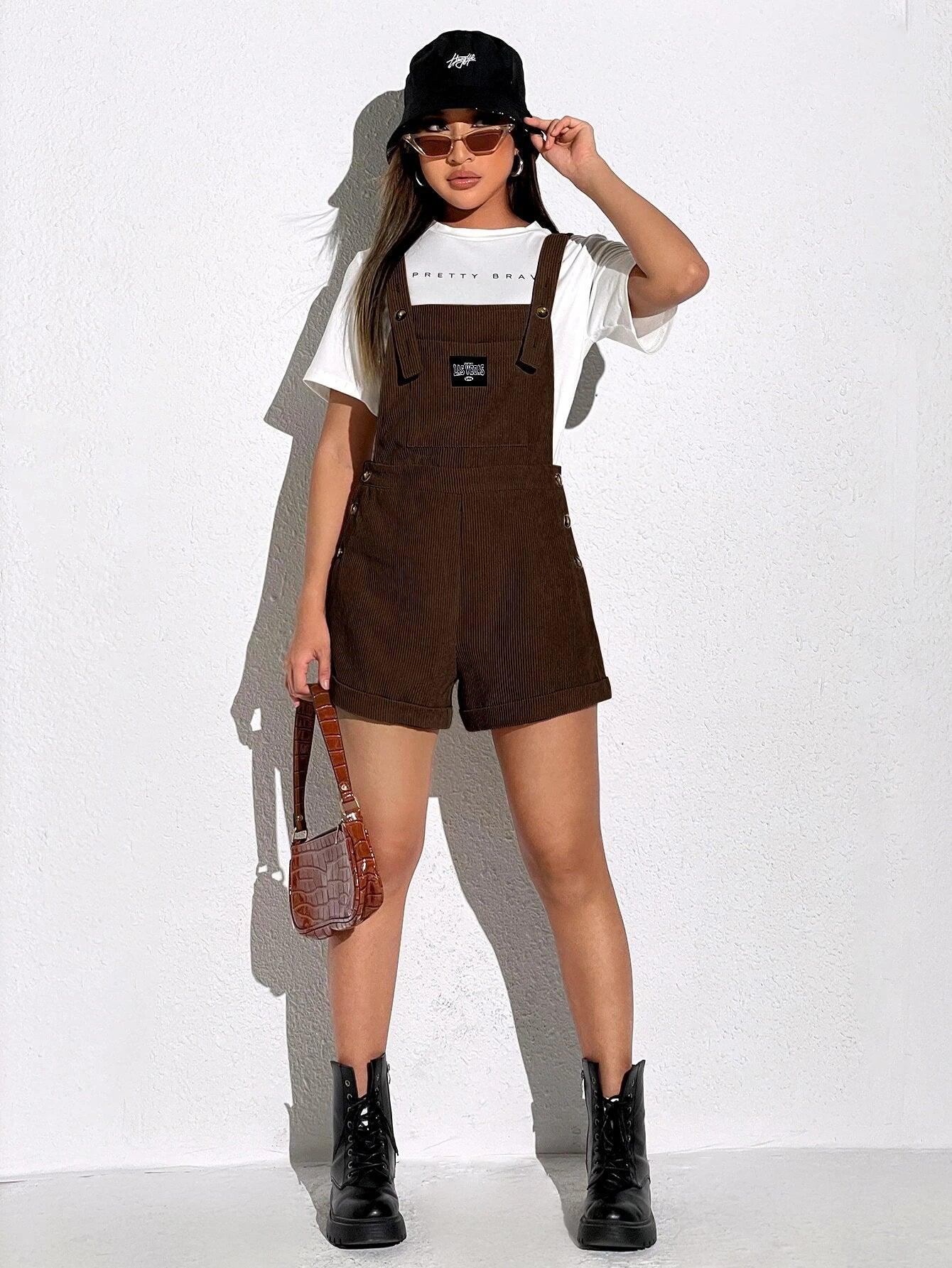 Patched Pockets Sleeveless Short Romper-Comfy Jumpsuits