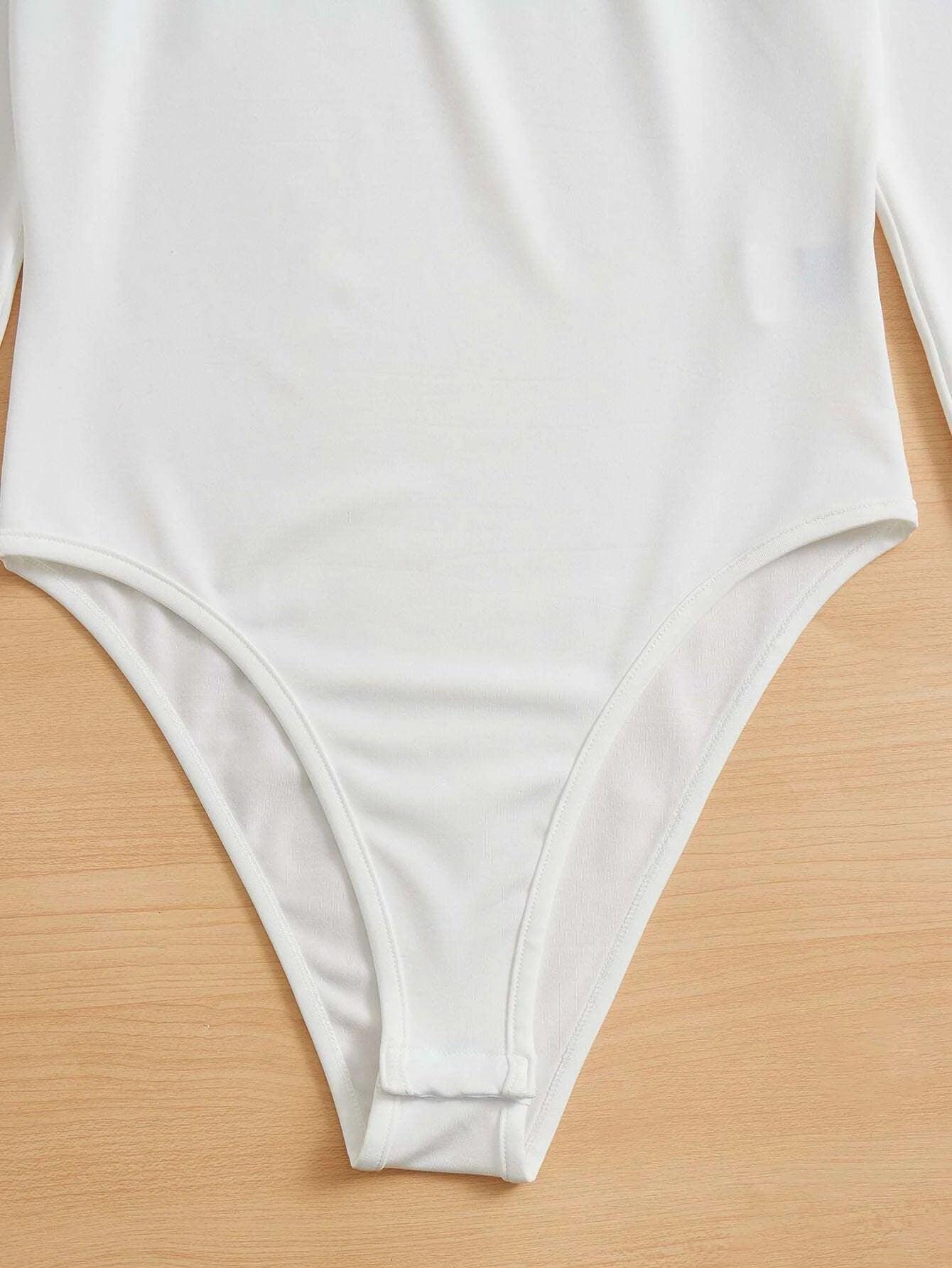 Off Shoulder Solid Bodysuit-Comfy Jumpsuits