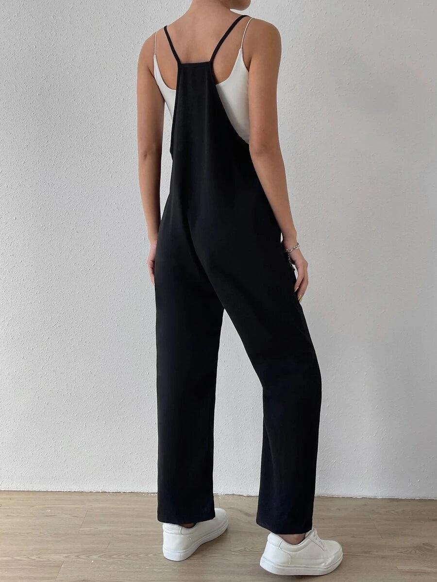 Dual Pocket Cami Jumpsuit Without Cami Top-Comfy Jumpsuits