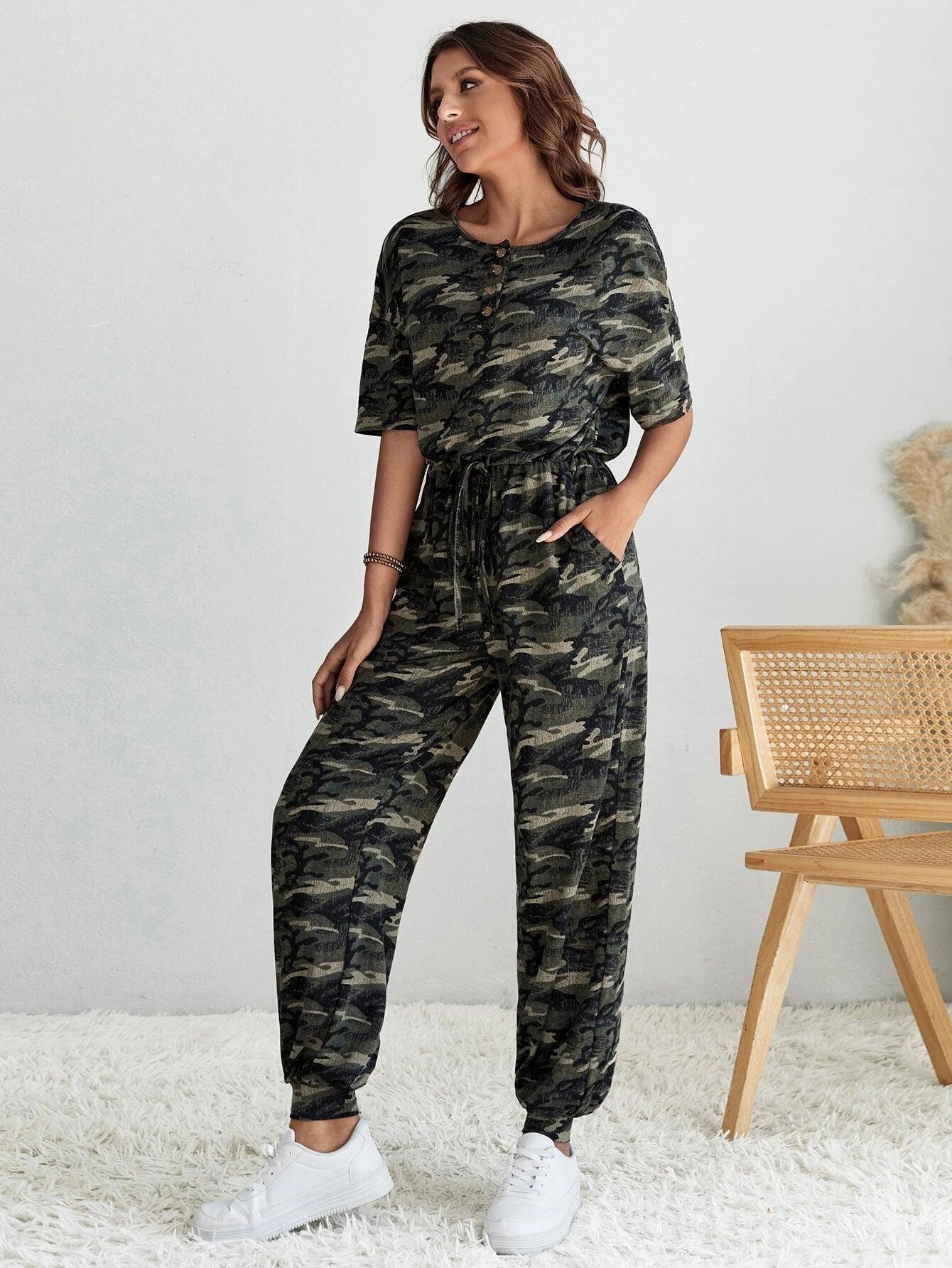 Long Sleeve Slant Pocket Jumpsuit-Comfy Jumpsuits