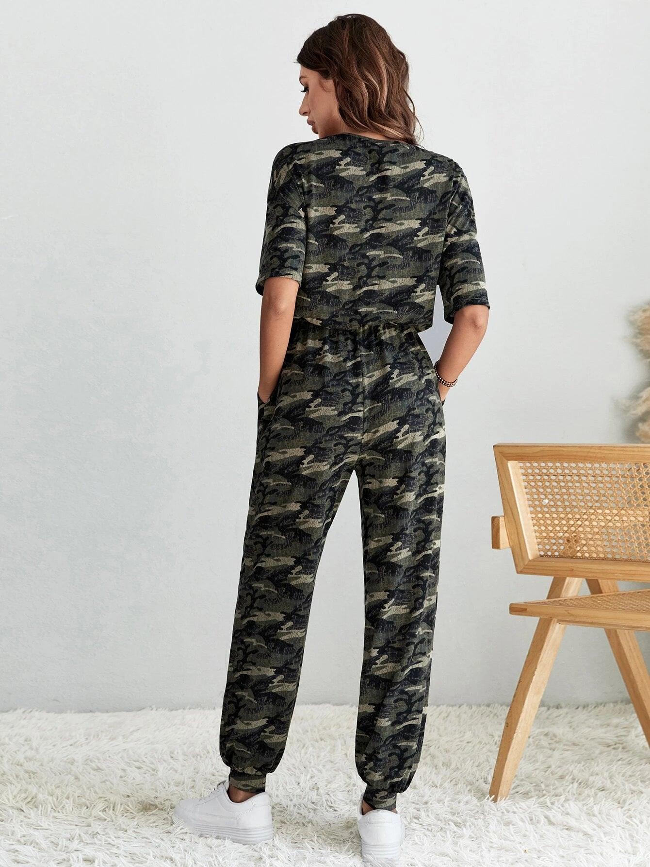 Long Sleeve Slant Pocket Jumpsuit-Comfy Jumpsuits
