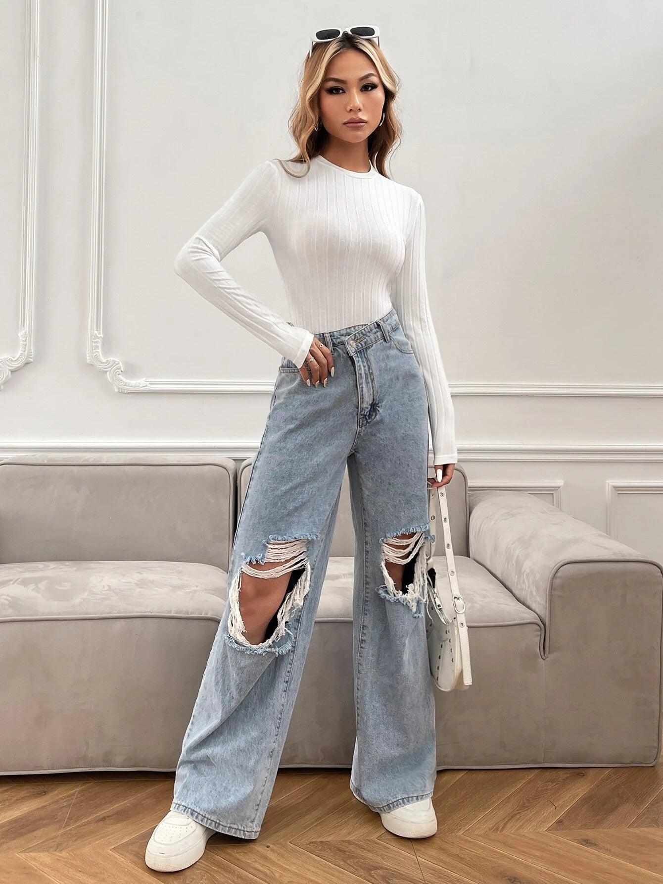 Solid Colored Ribbed Knit Bodysuit-Comfy Jumpsuits