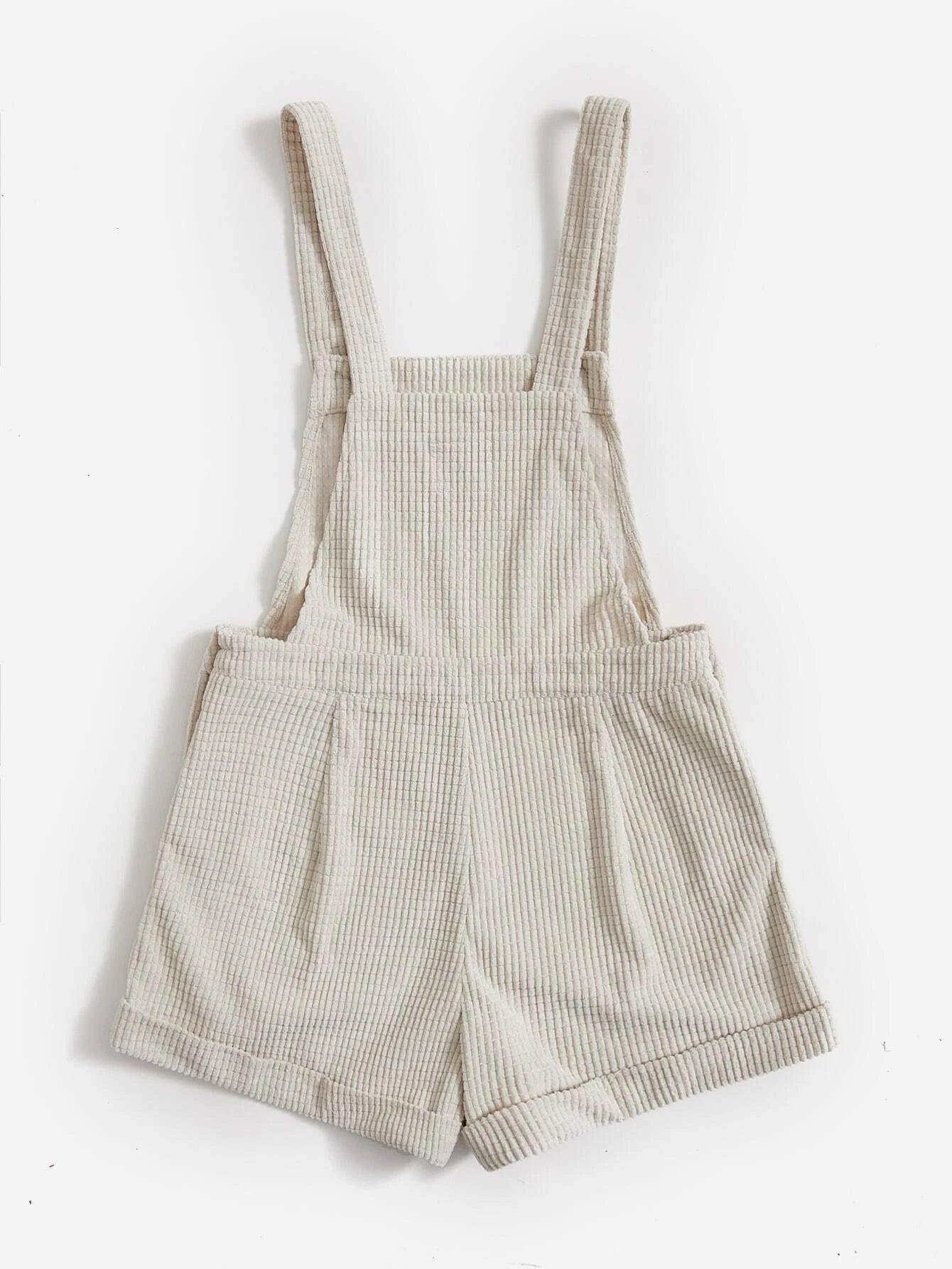 Patch Detail Overall Romper Without Tee-Comfy Jumpsuits
