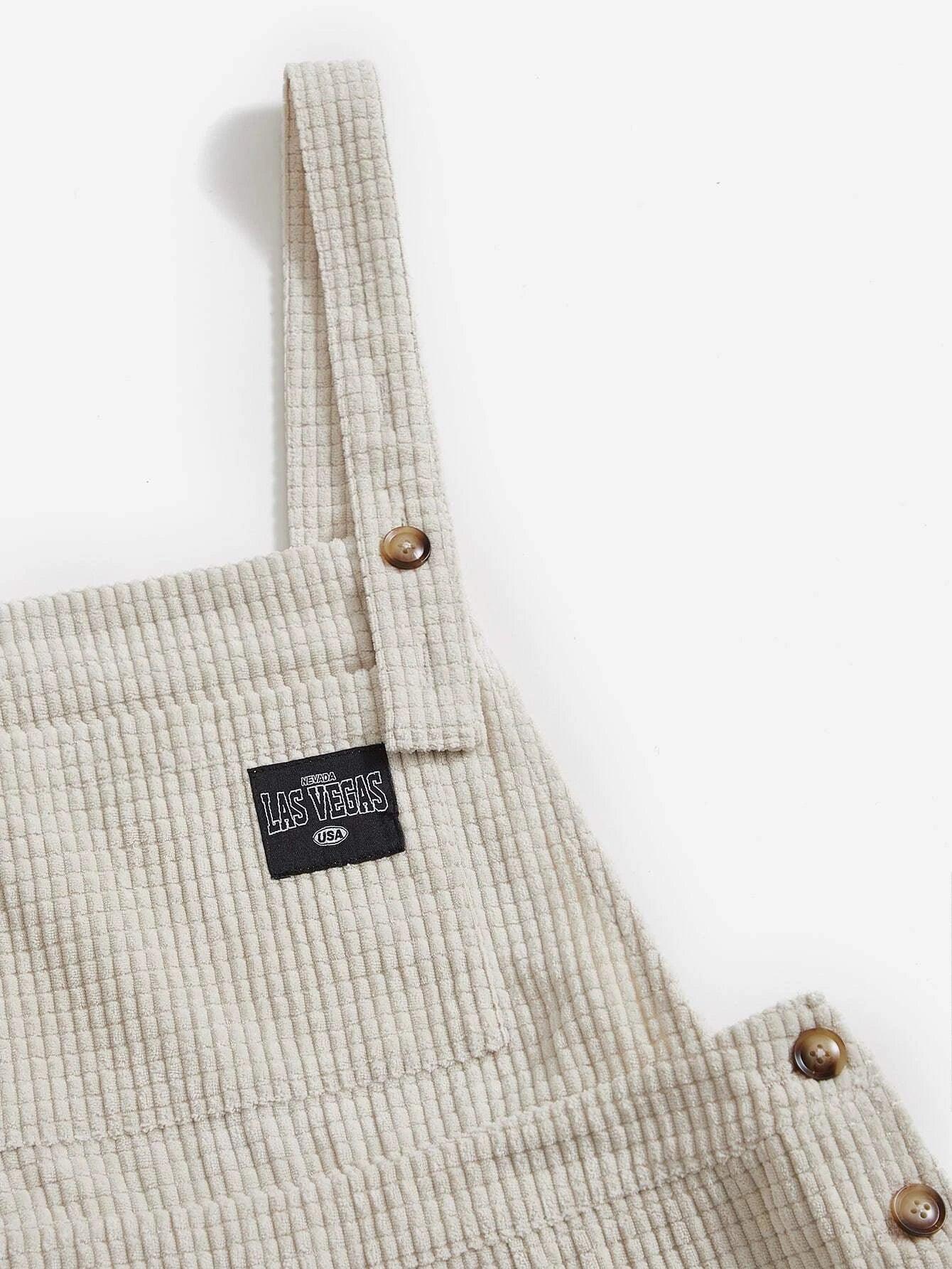 Patch Detail Overall Romper Without Tee-Comfy Jumpsuits