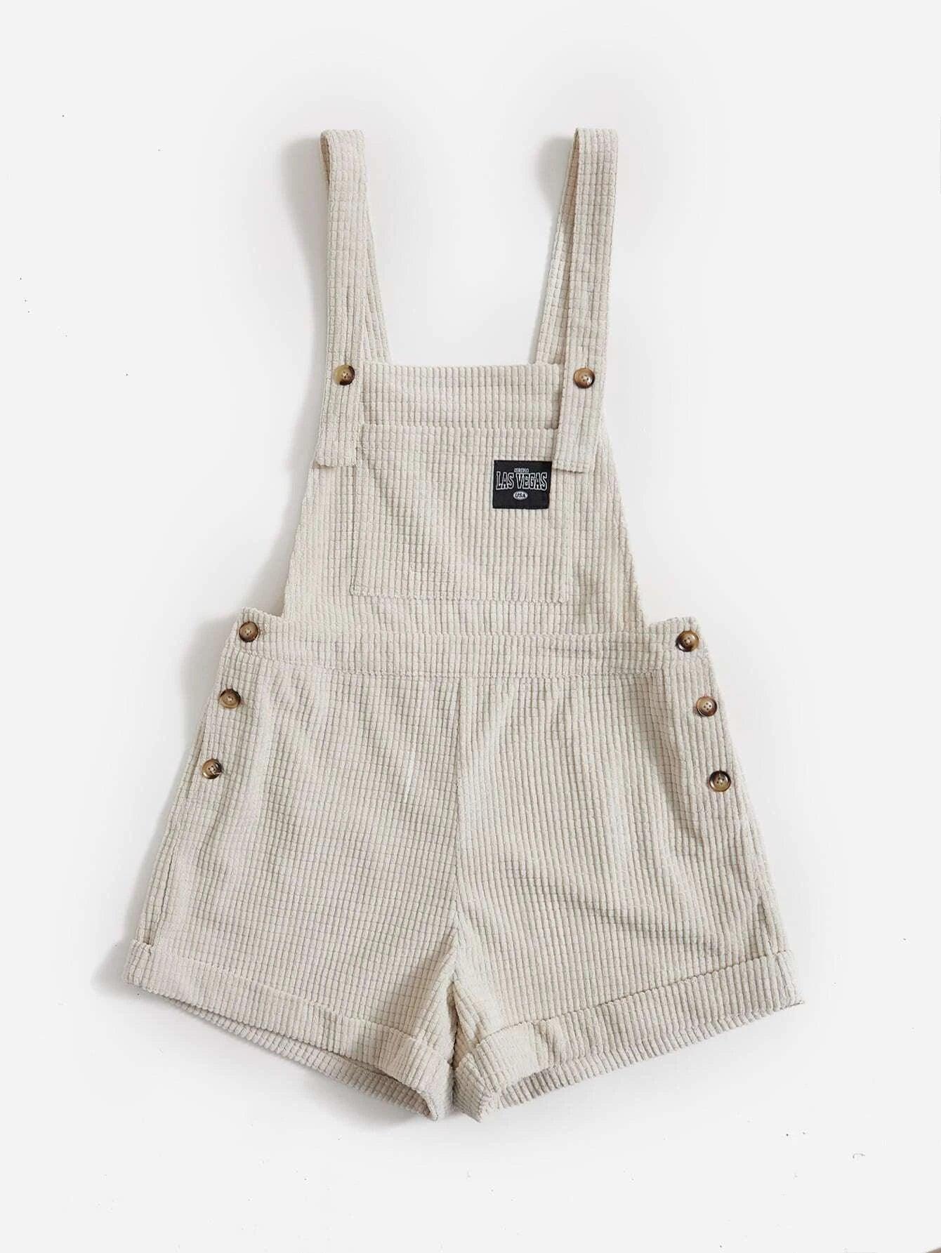 Patch Detail Overall Romper Without Tee-Comfy Jumpsuits
