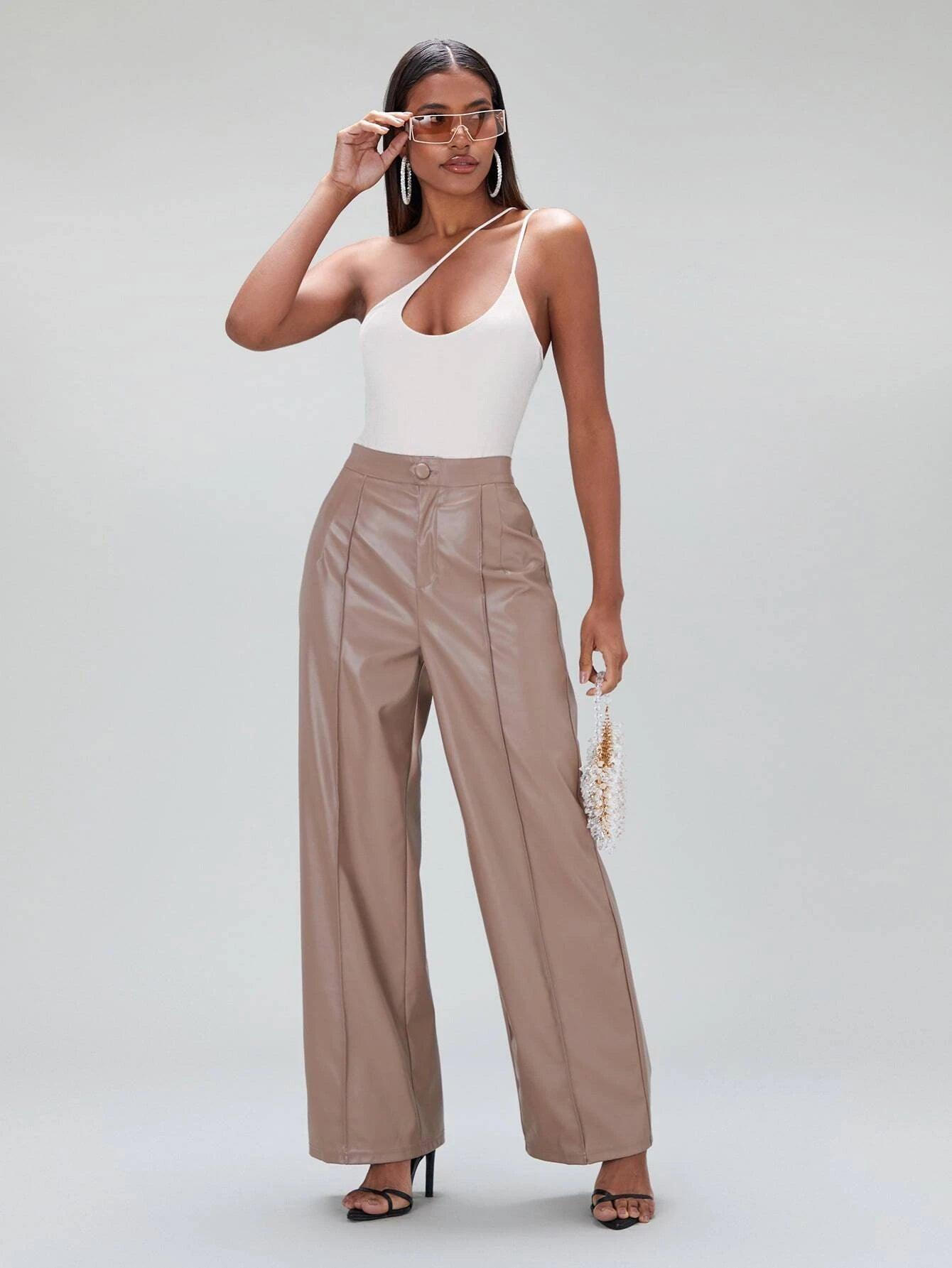 Solid Coloured One Shoulder Bodysuit-Comfy Jumpsuits