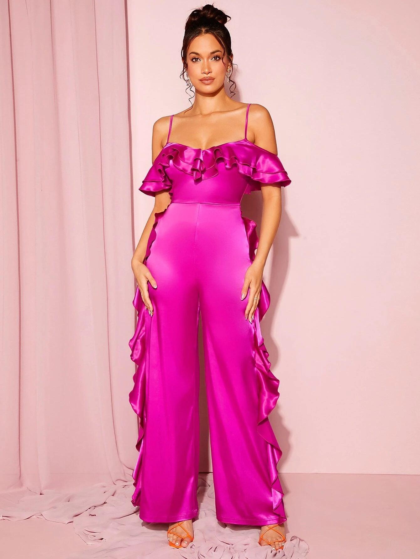 Layered Sleeve Cold Shoulder Jumpsuit-Comfy Jumpsuits