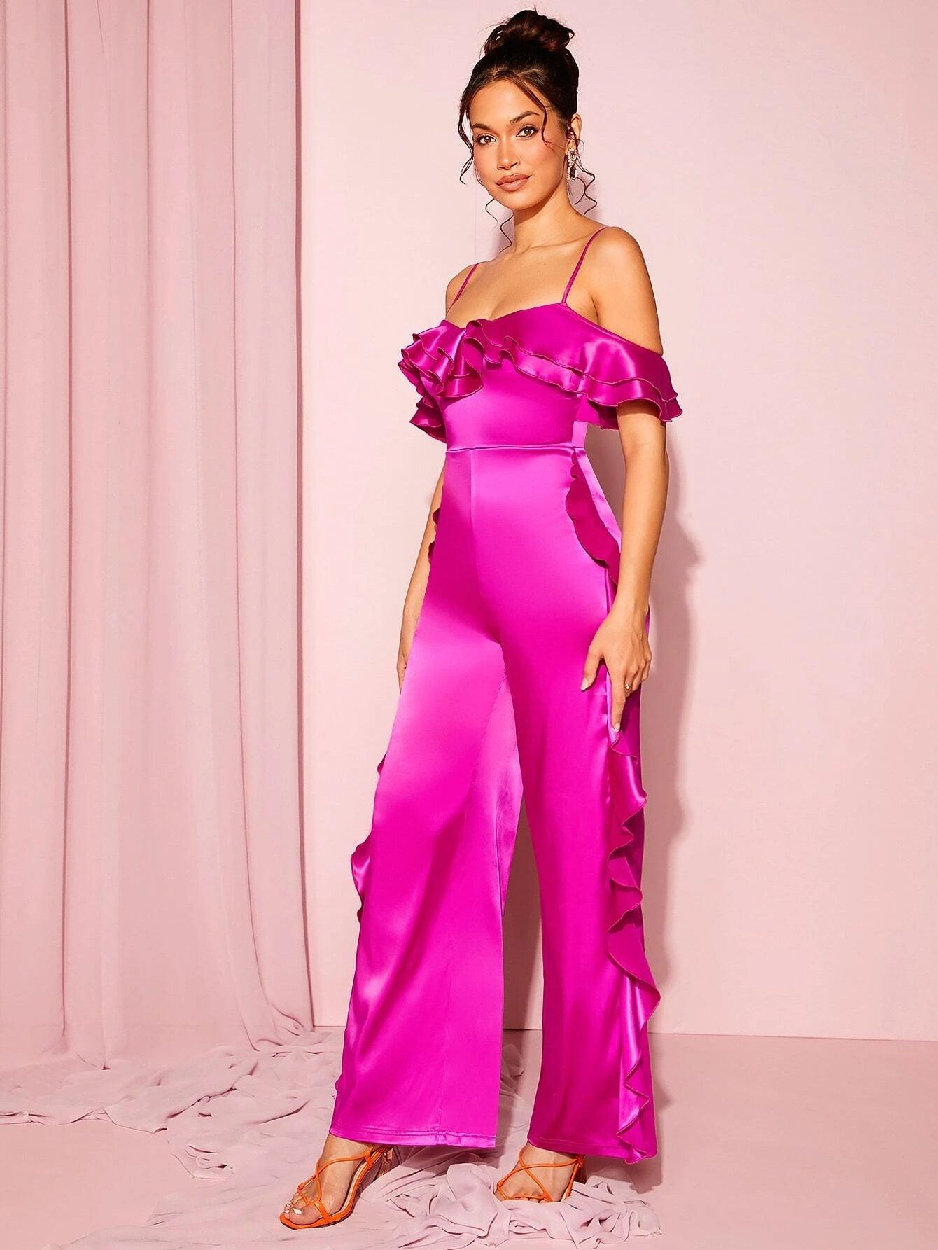 Layered Sleeve Cold Shoulder Jumpsuit-Comfy Jumpsuits