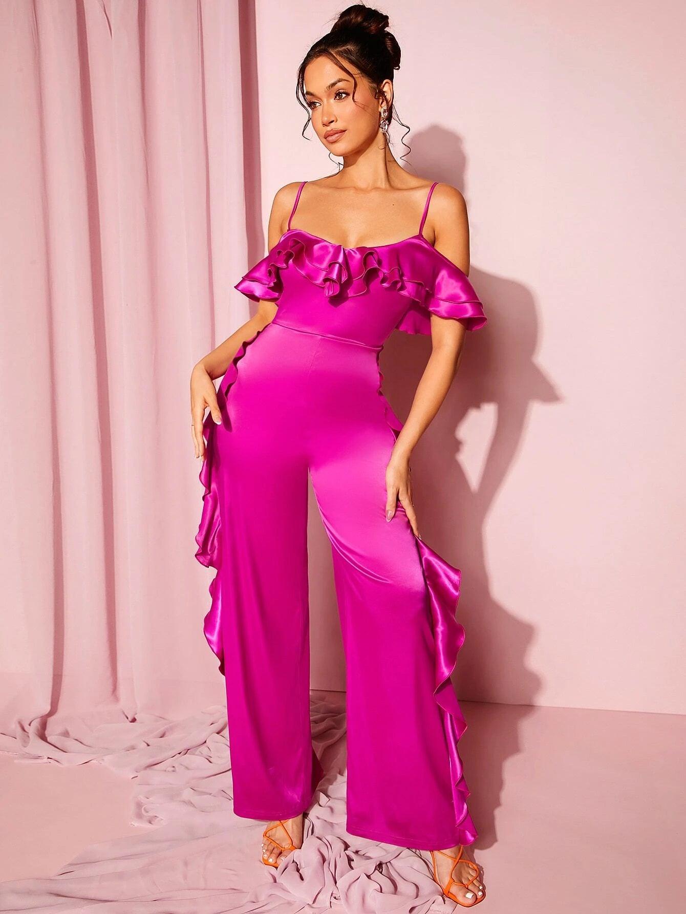 Layered Sleeve Cold Shoulder Jumpsuit-Comfy Jumpsuits