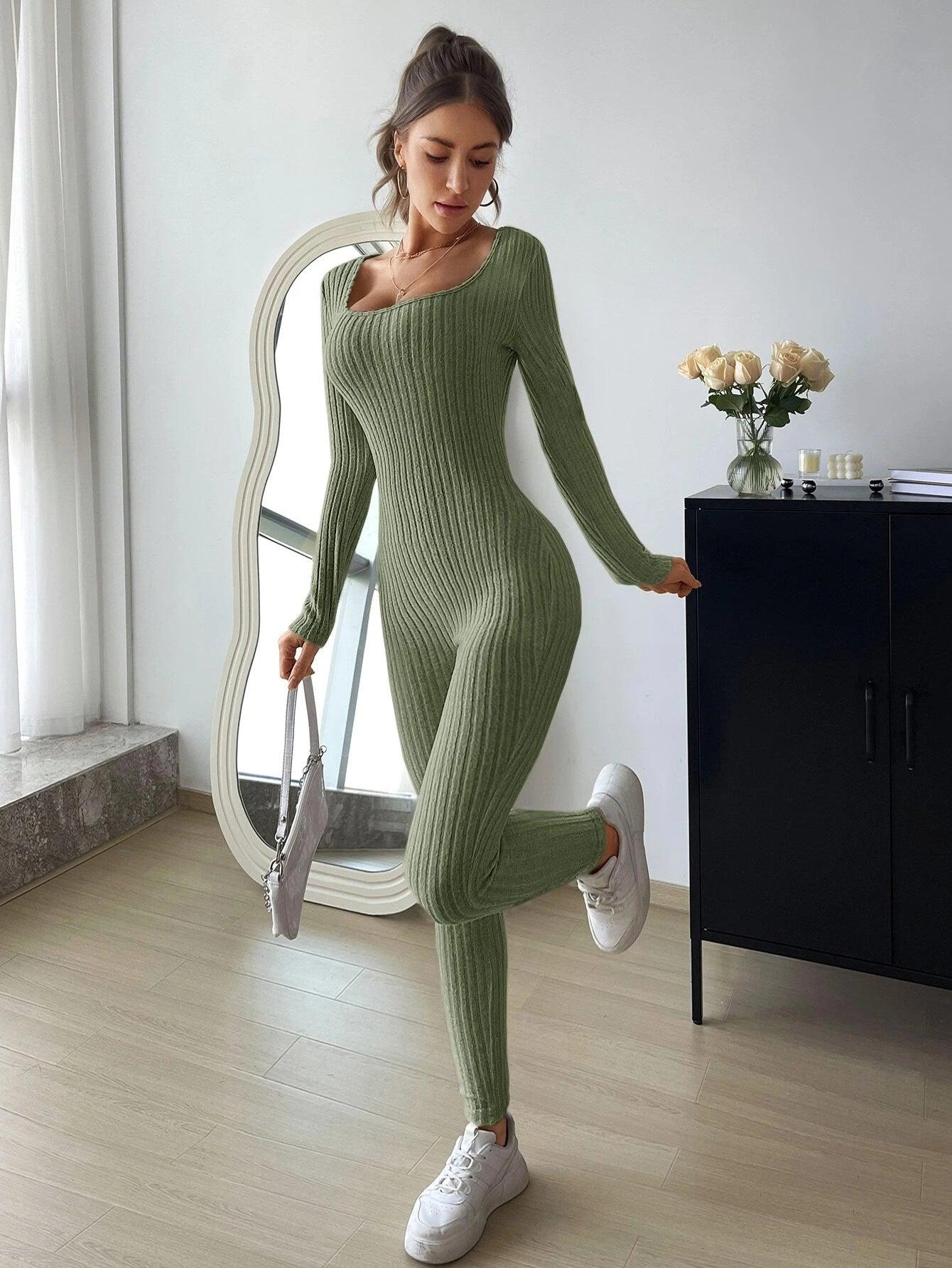 Scoop Neck Unitard Jumpsuit-Comfy Jumpsuits