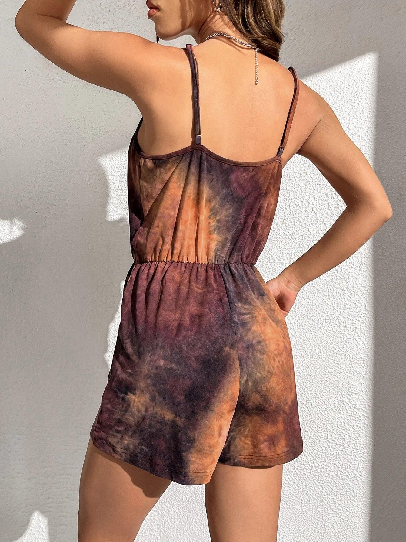 Tie Dye Cami Romper-Comfy Jumpsuits