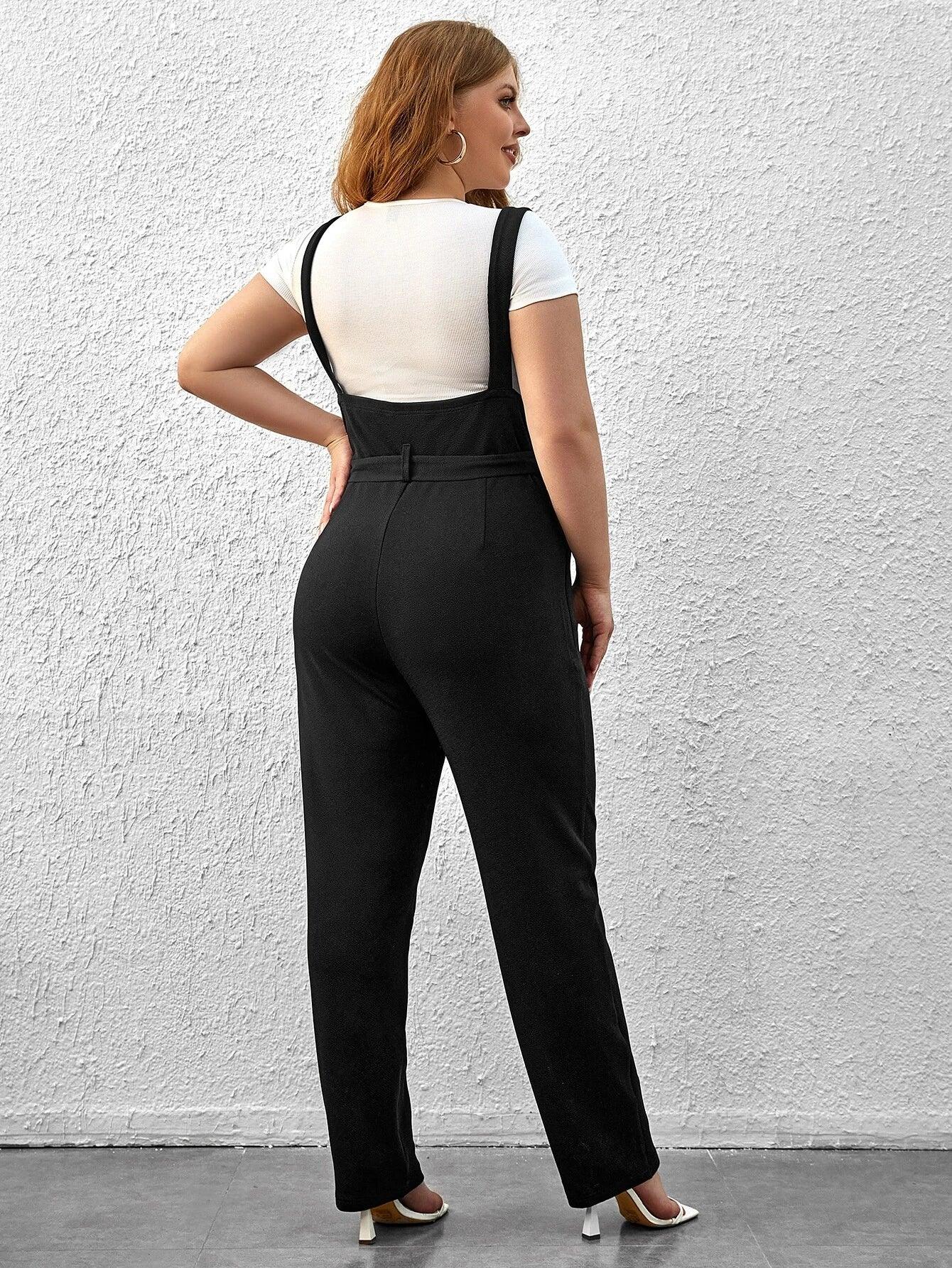 Slant Pocket Belted Overall Jumpsuit-Comfy Jumpsuits