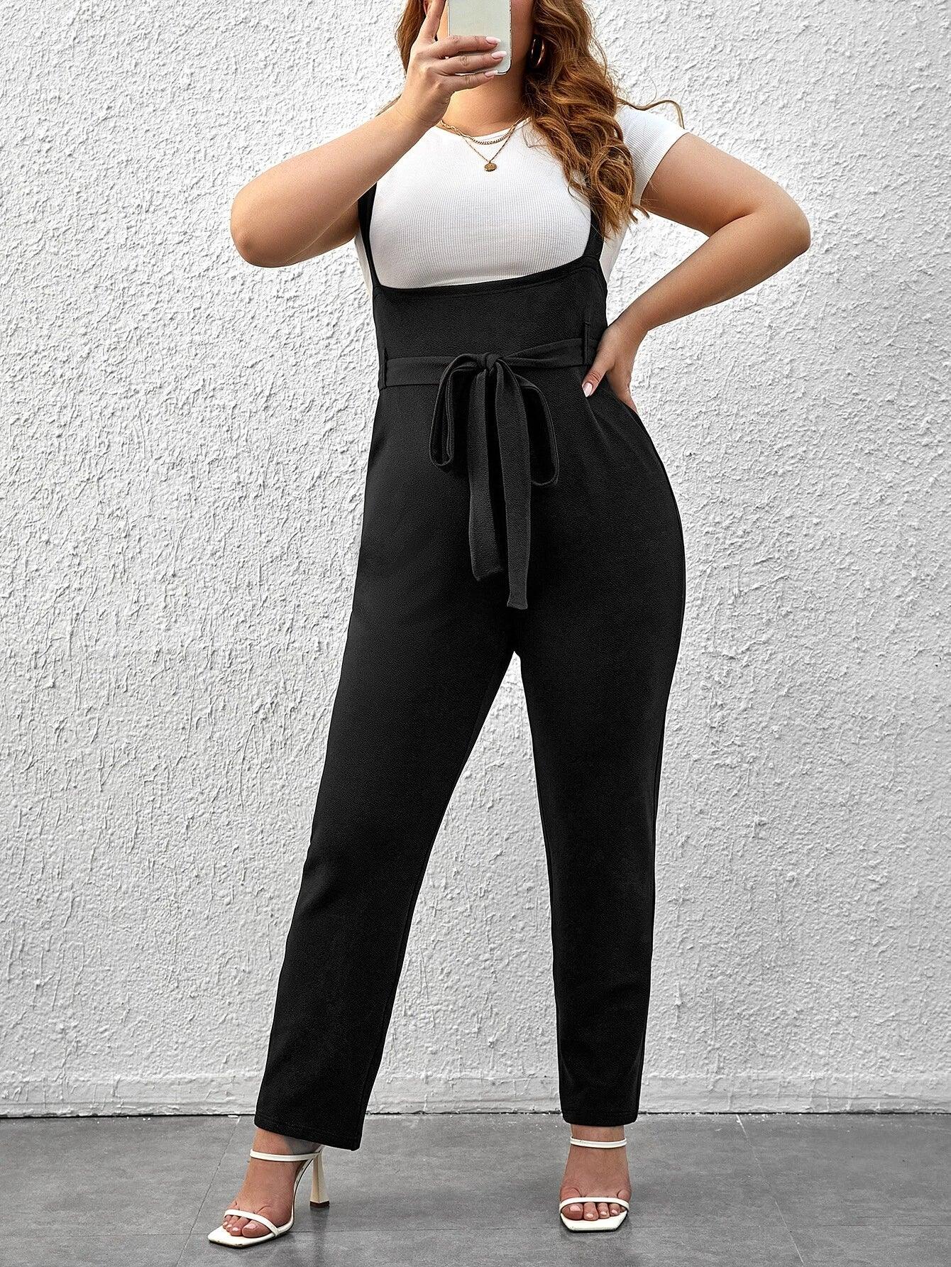 Slant Pocket Belted Overall Jumpsuit-Comfy Jumpsuits