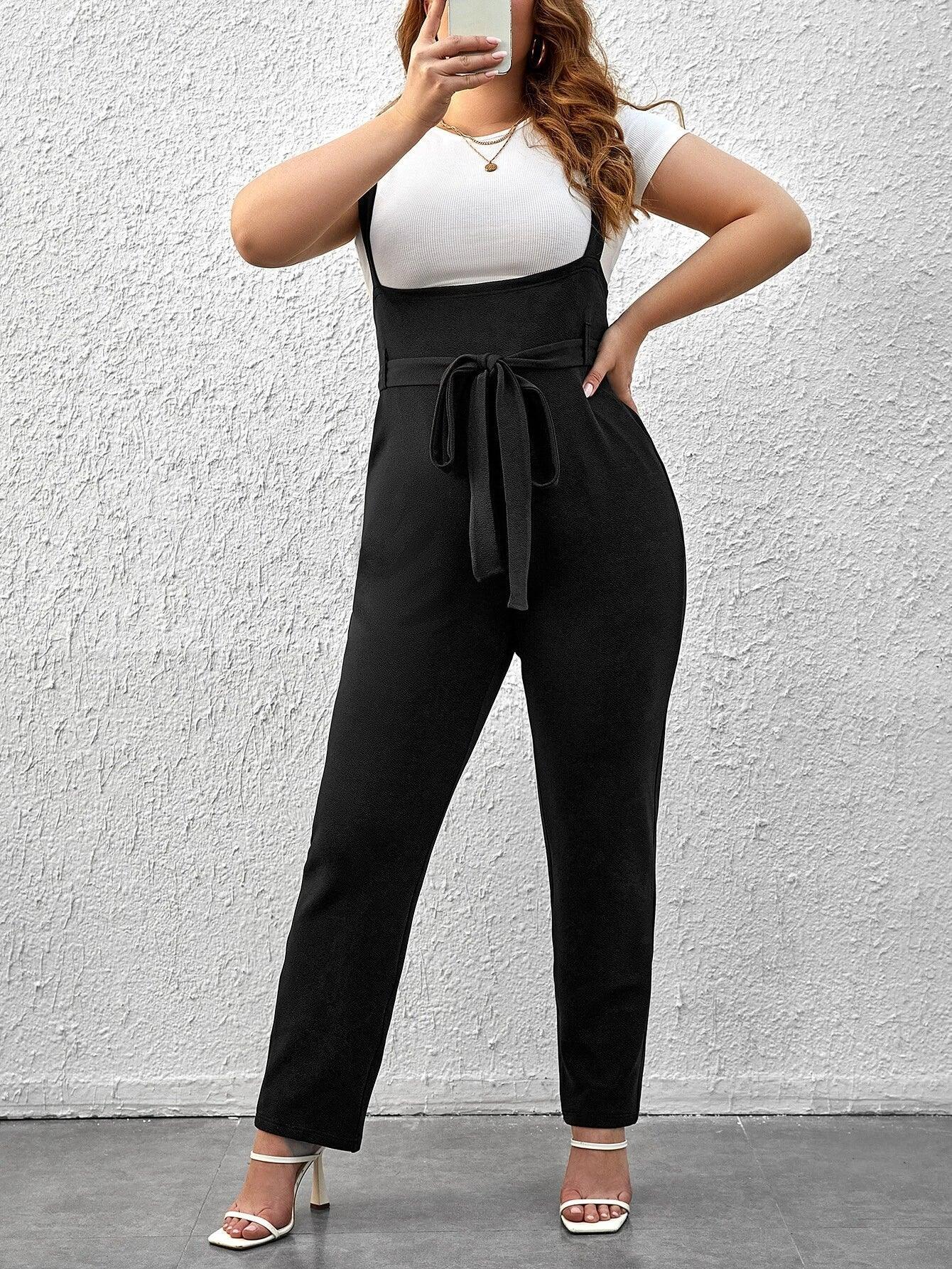 Slant Pocket Belted Overall Jumpsuit-Comfy Jumpsuits