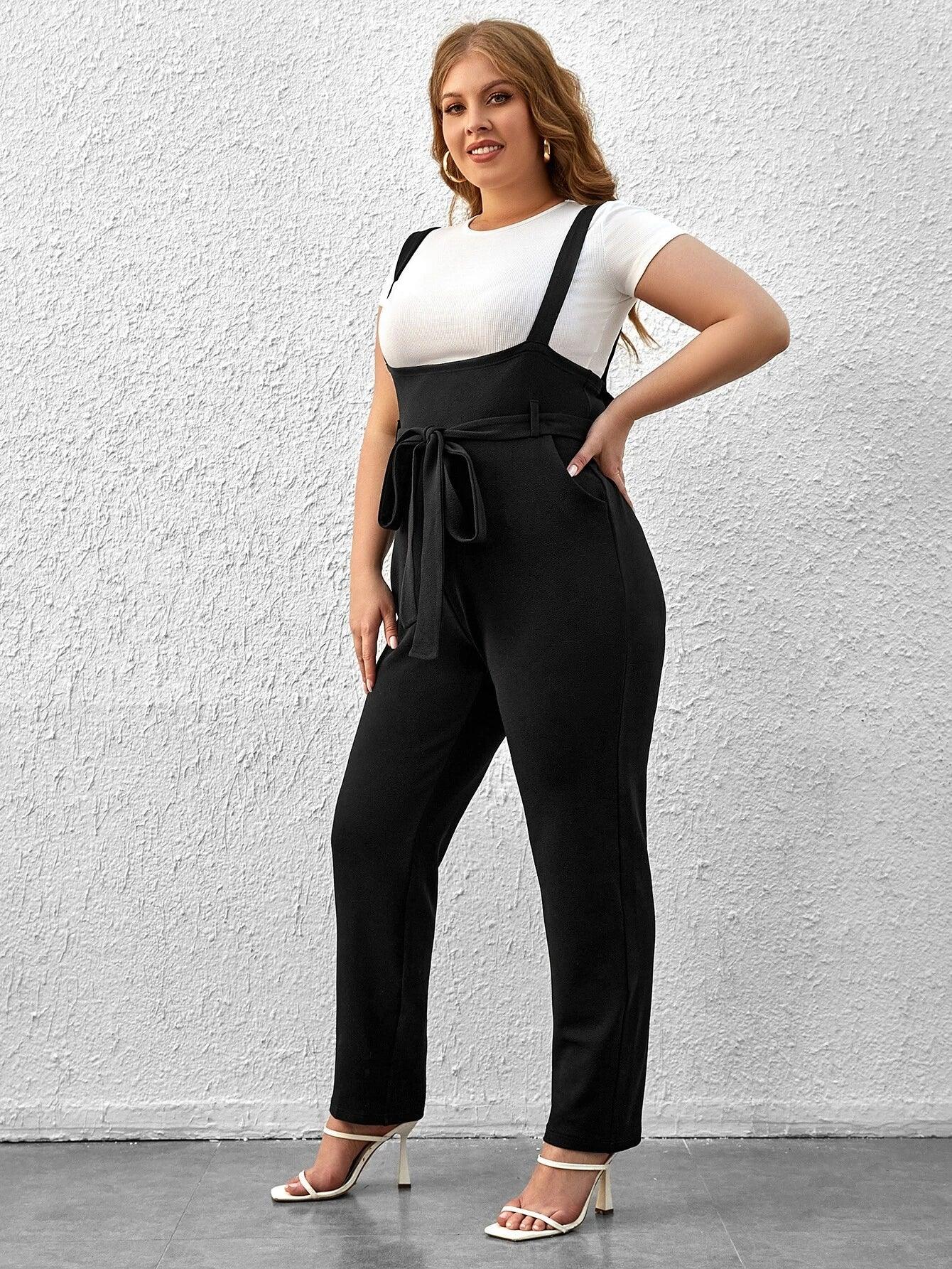 Slant Pocket Belted Overall Jumpsuit-Comfy Jumpsuits