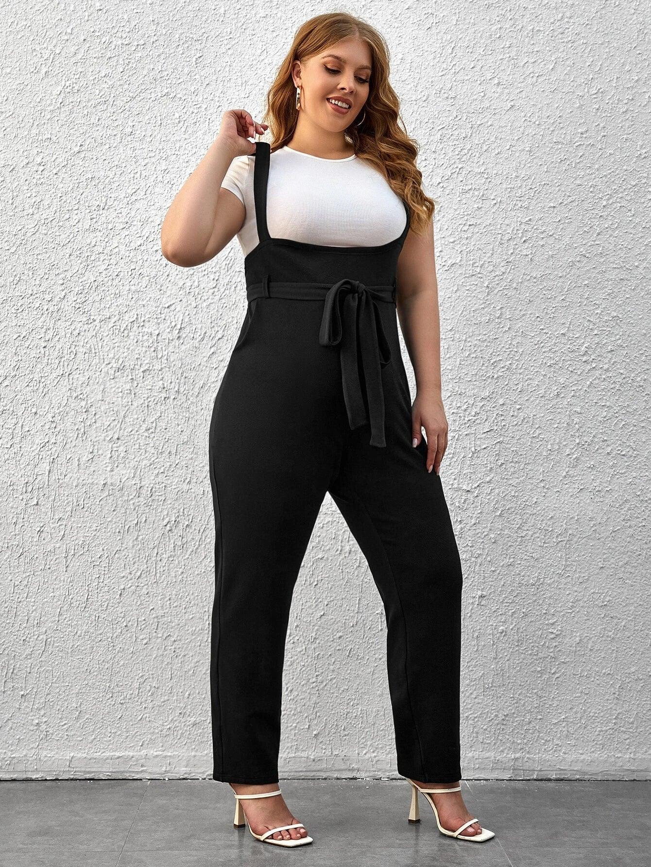 Slant Pocket Belted Overall Jumpsuit-Comfy Jumpsuits