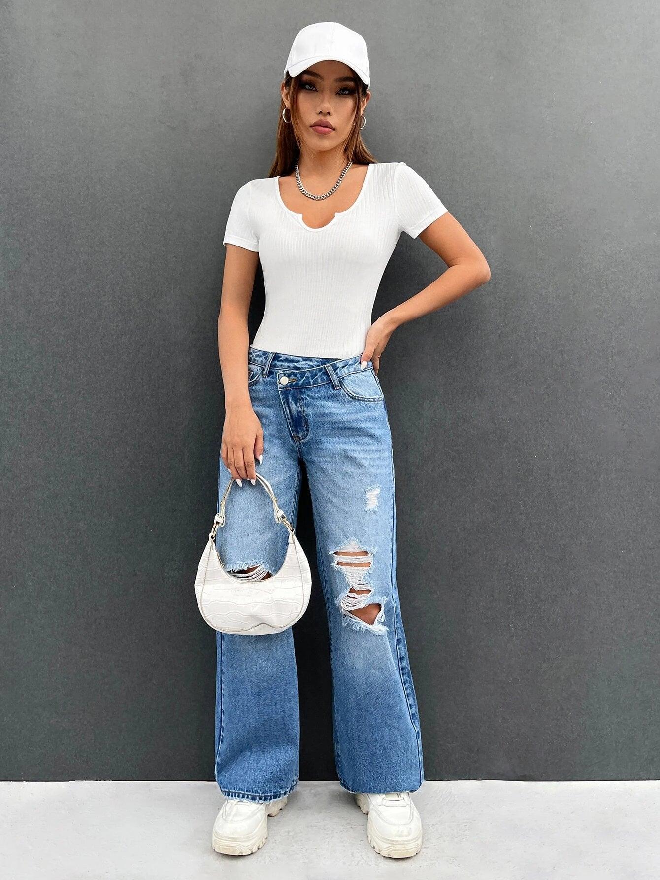 Notched Neck Ribbed Knit Bodysuit-Comfy Jumpsuits