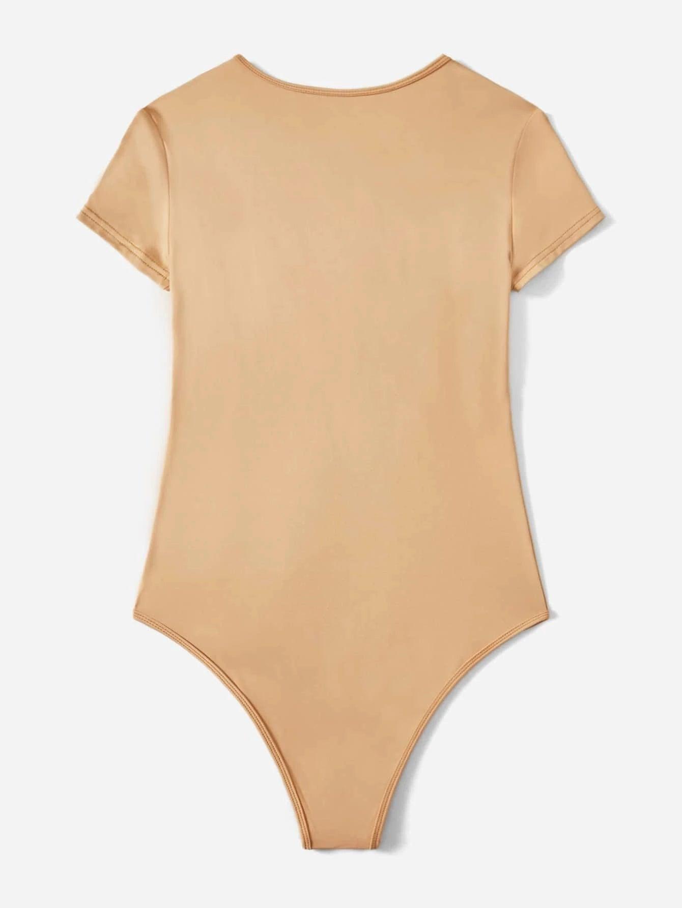 Short Sleeve Slim Fit Bodysuit-Comfy Jumpsuits