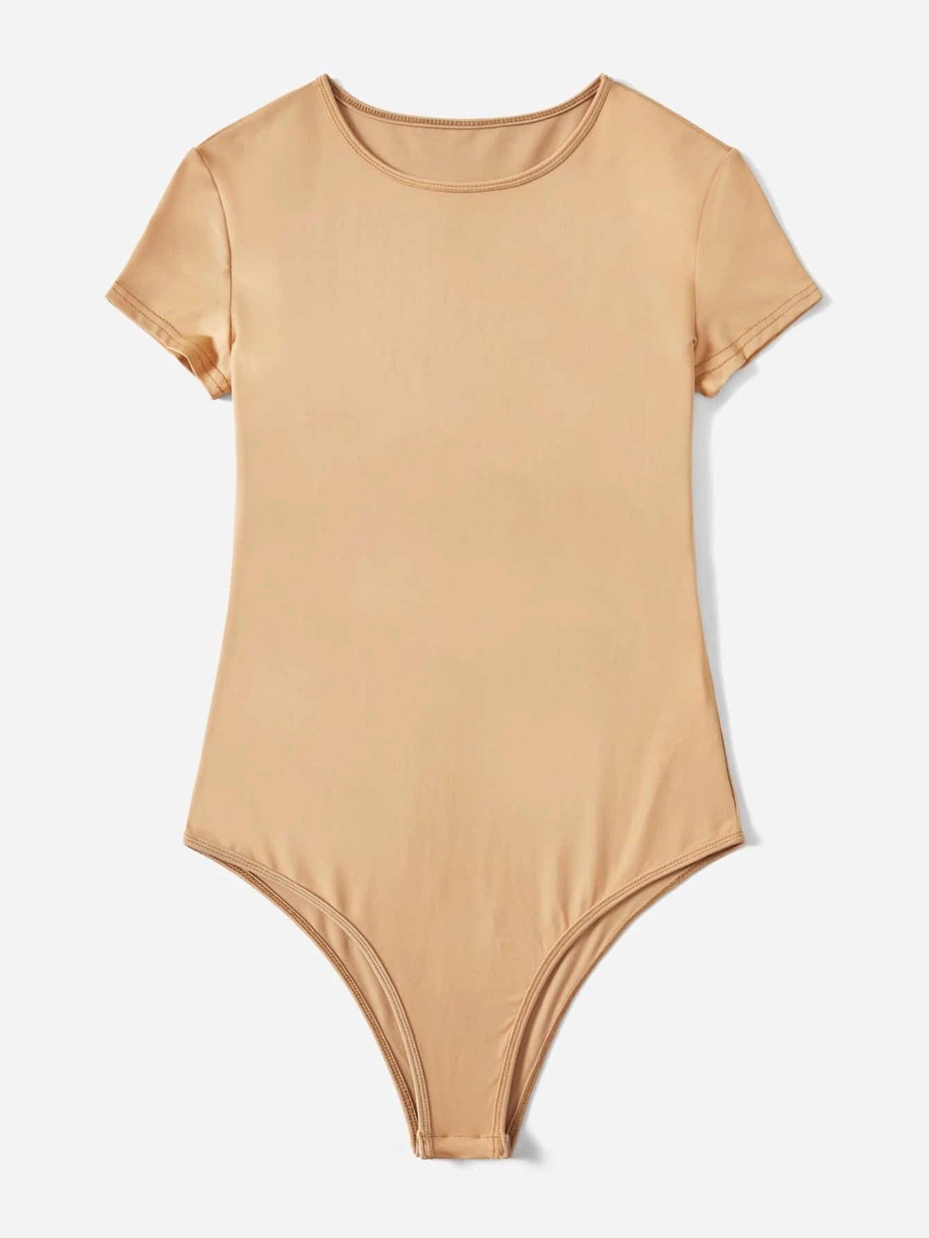 Short Sleeve Slim Fit Bodysuit-Comfy Jumpsuits