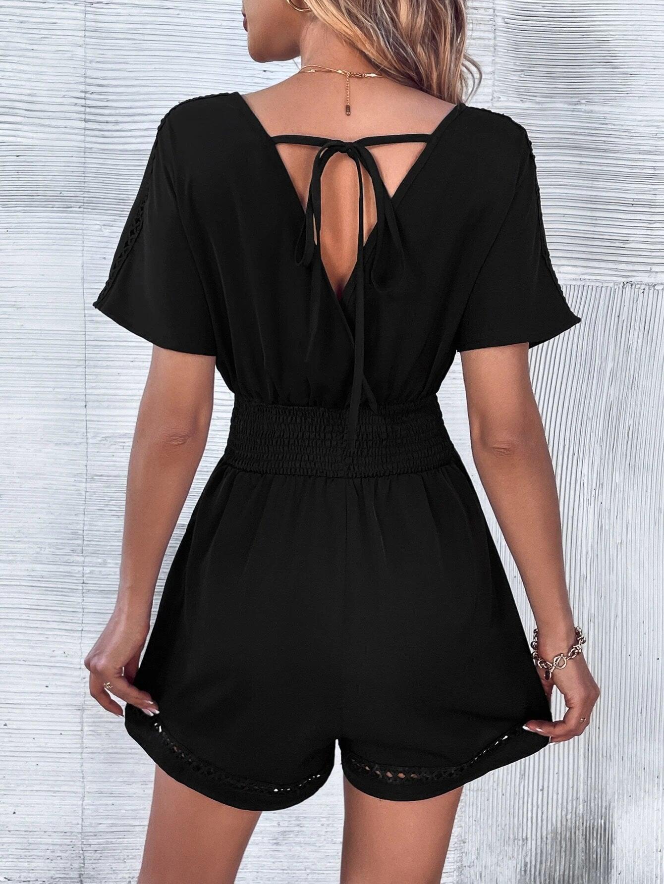 V Neck Batwing Sleeved Romper-Comfy Jumpsuits