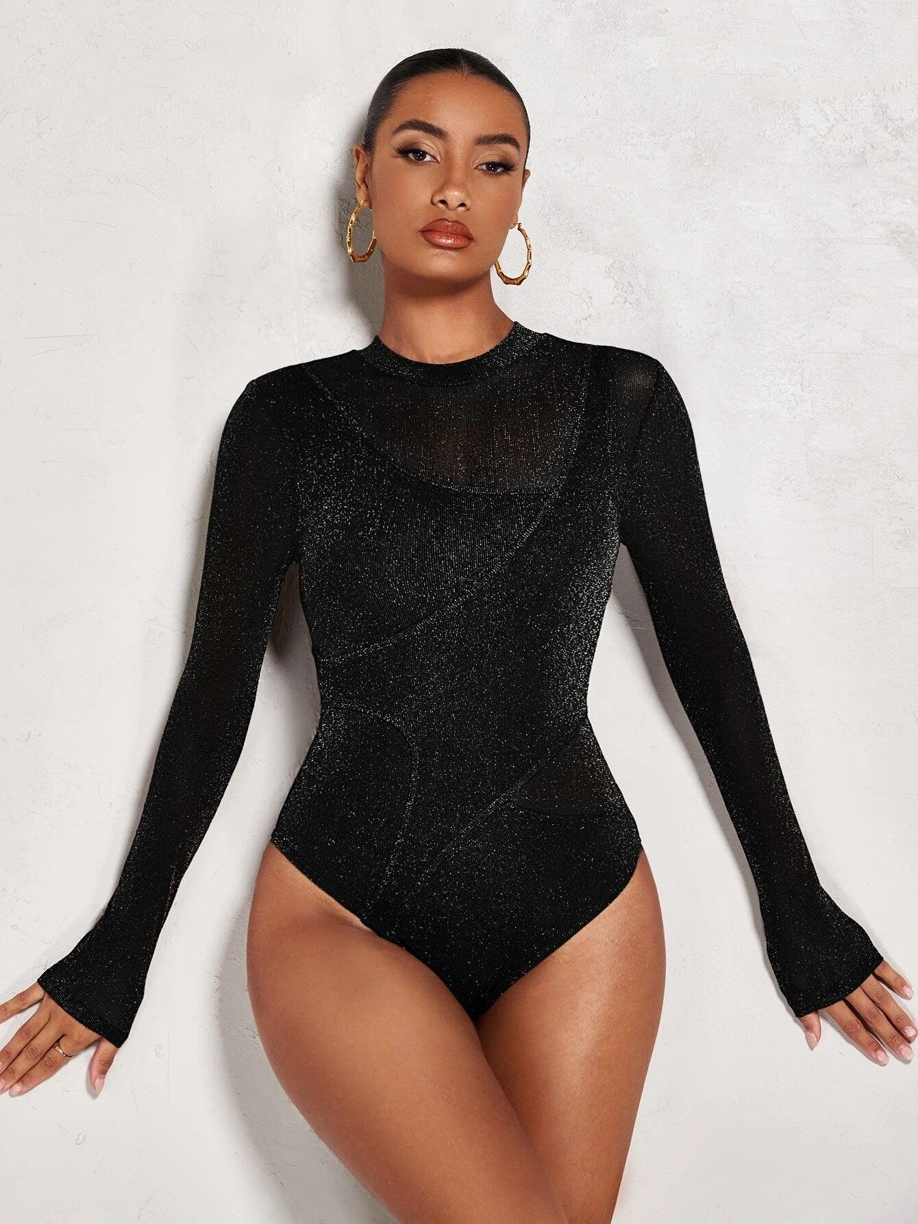 Mock Neck Sleeveless Bodysuit-Comfy Jumpsuits