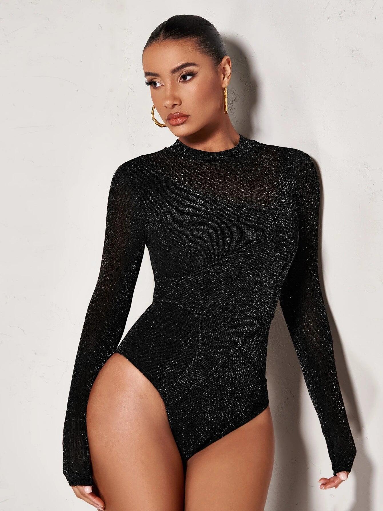 Mock Neck Sleeveless Bodysuit-Comfy Jumpsuits