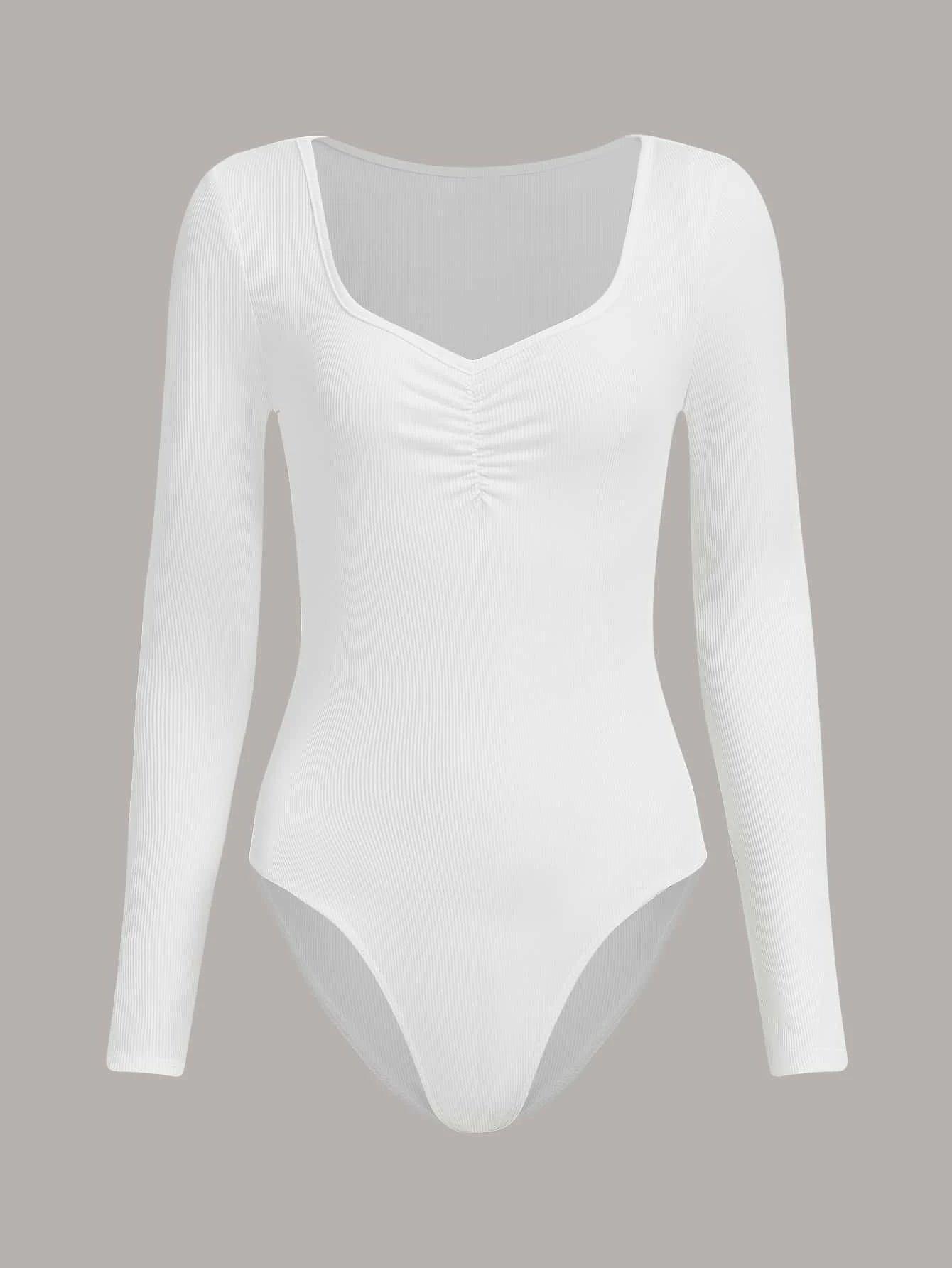 Solid Colored Slim Fit Bodysuit-Comfy Jumpsuits