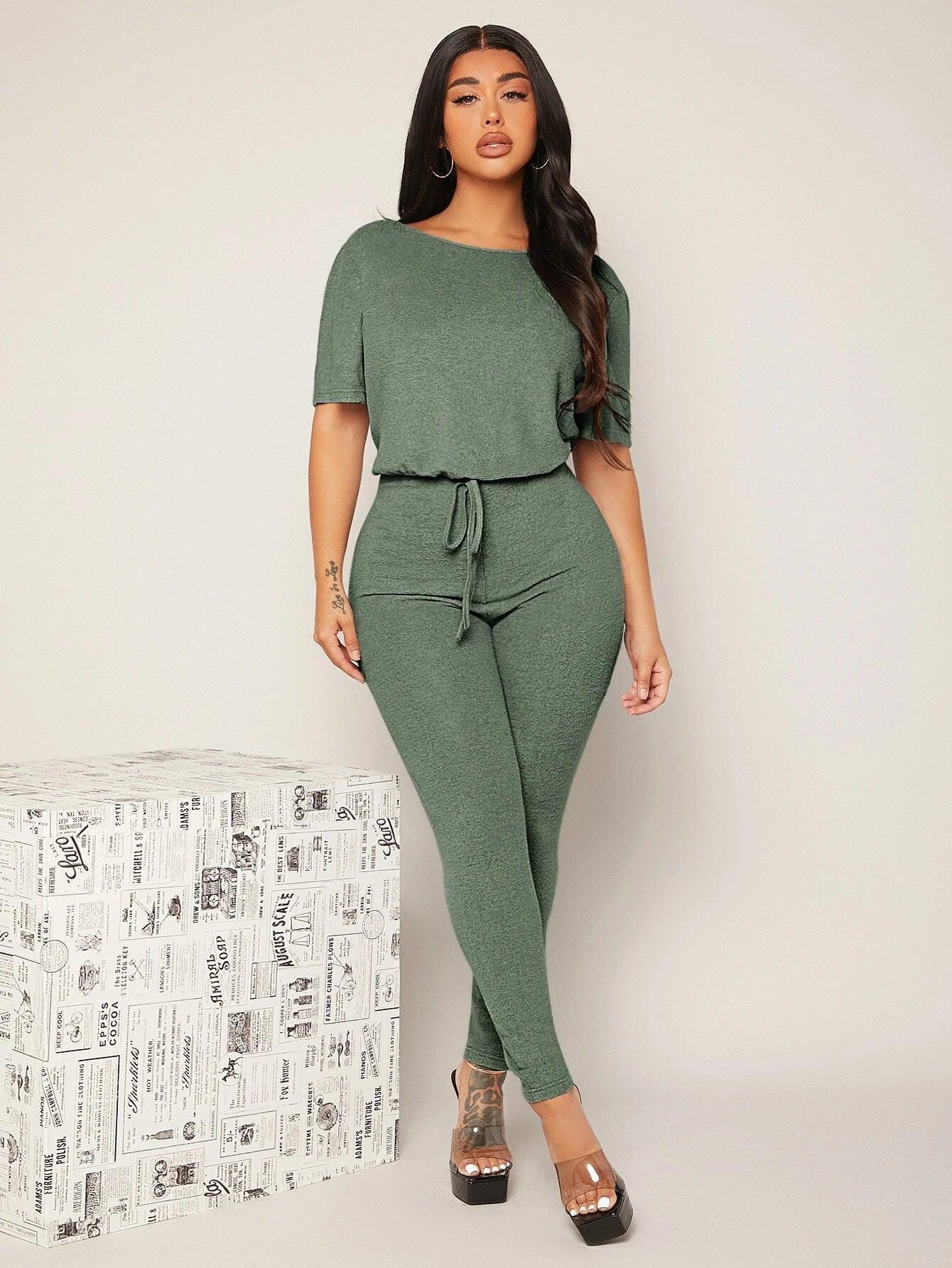 Backless Solid Colored Jumpsuit-Comfy Jumpsuits
