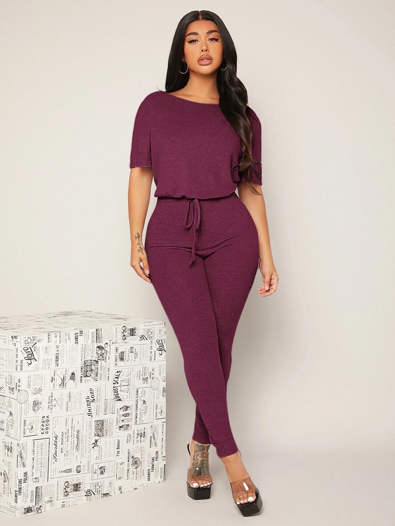 Backless Solid Colored Jumpsuit-Comfy Jumpsuits