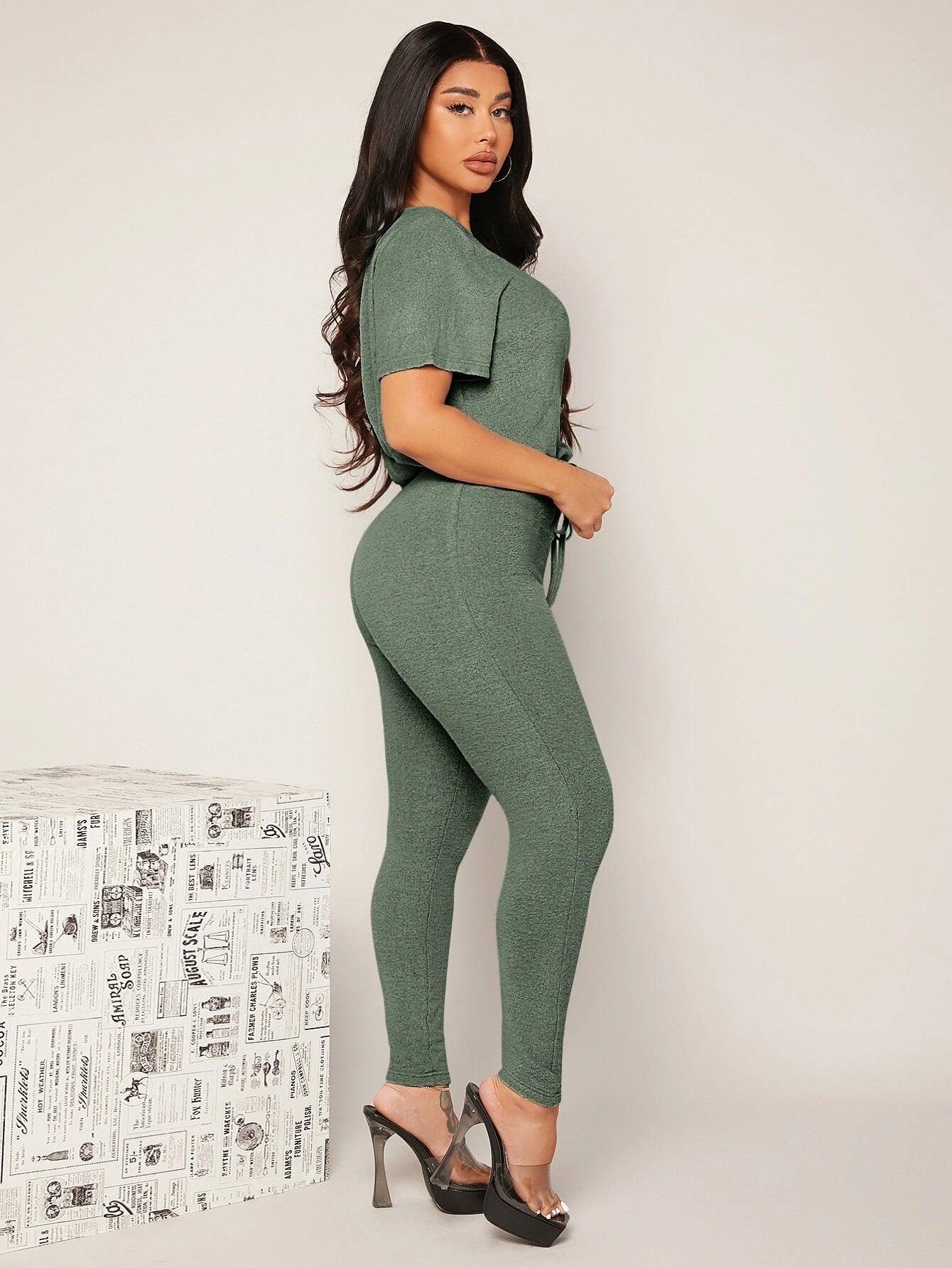 Backless Solid Colored Jumpsuit-Comfy Jumpsuits