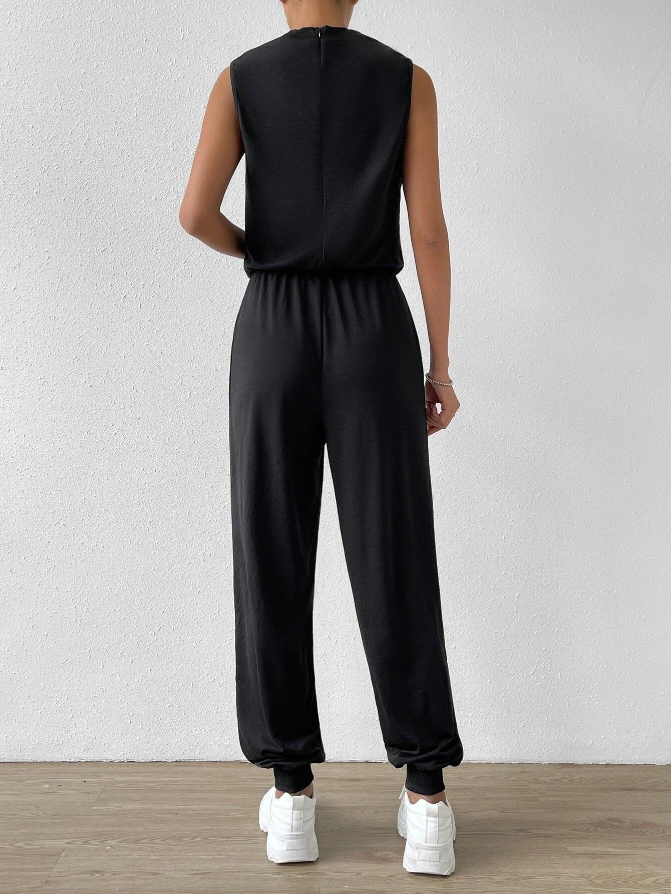 Mock Neck Tank Jumpsuit-Comfy Jumpsuits
