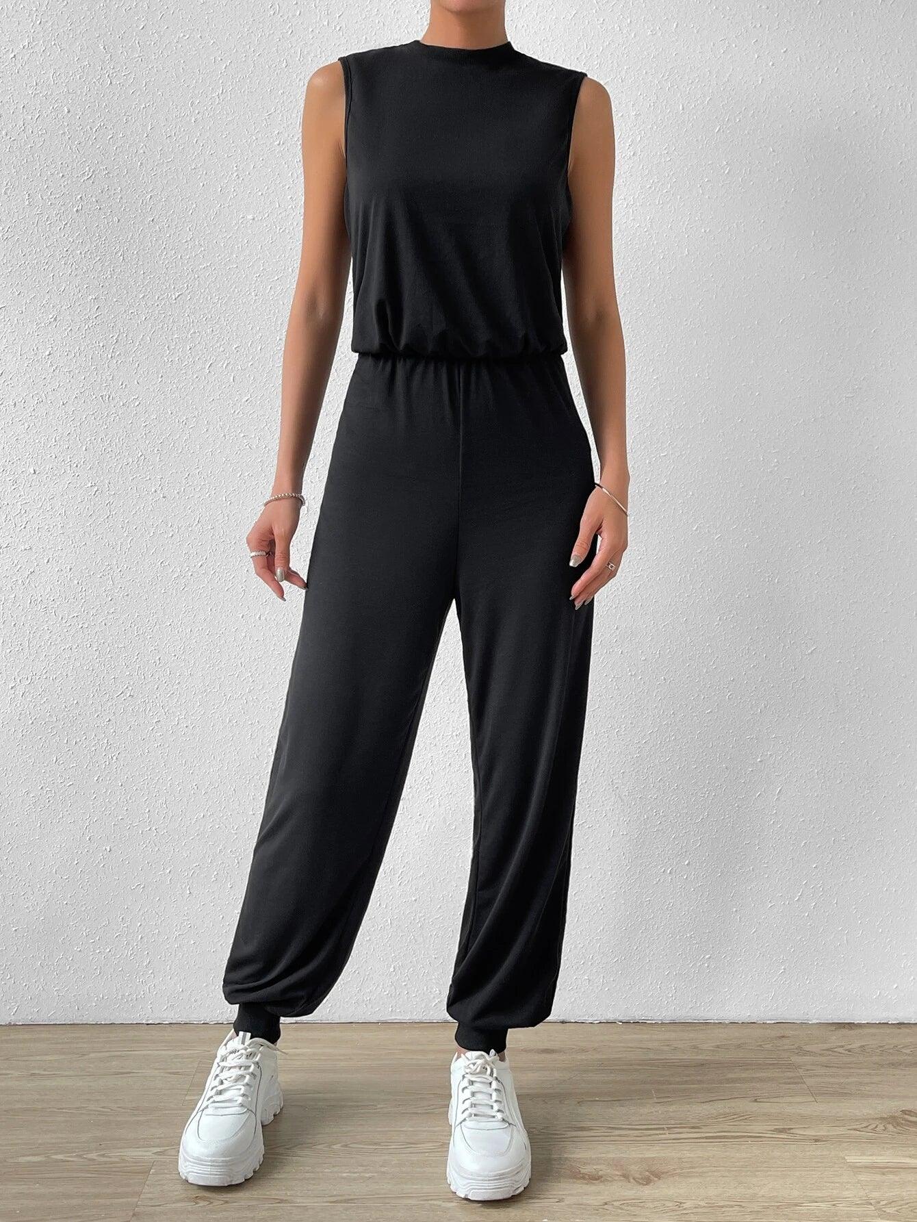Mock Neck Jumpsuit-Comfy Jumpsuits