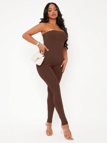 Sleeveless Tube Unitard Jumpsuit-Comfy Jumpsuits