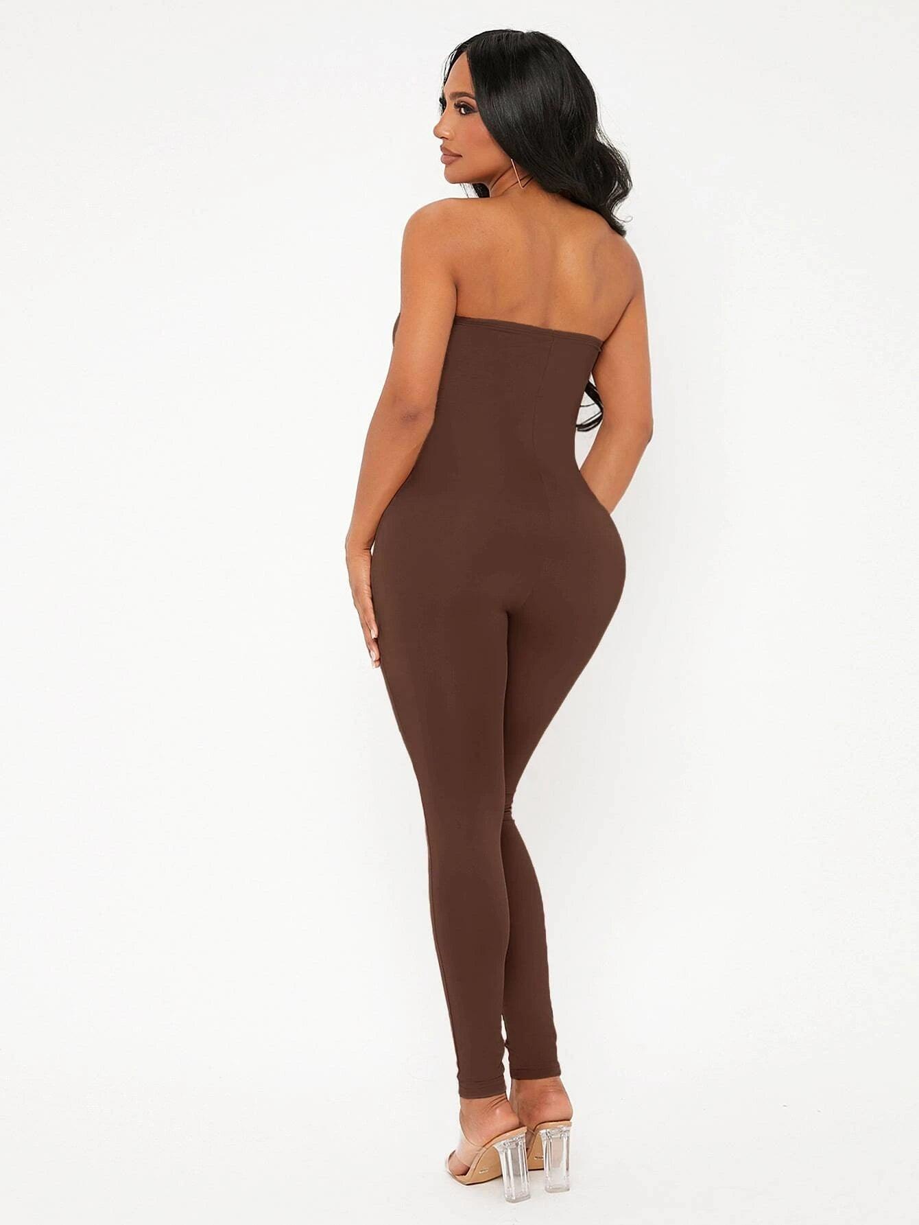 Solid Colored Long Tube Sleeveless Jumpsuit-Comfy Jumpsuits