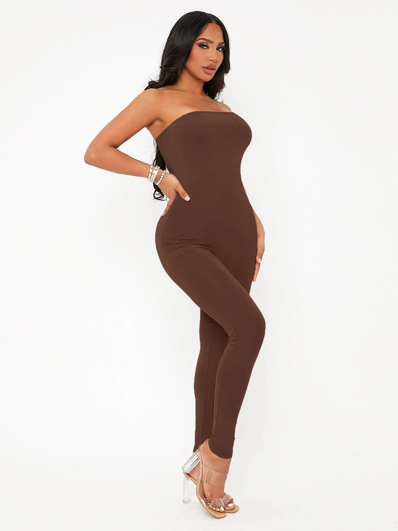 Sleeveless Tube Unitard Jumpsuit-Comfy Jumpsuits