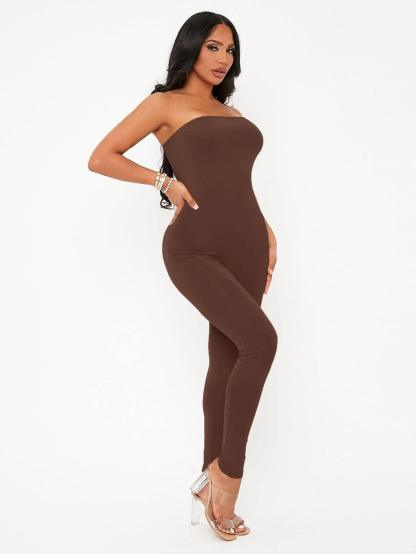 Sleeveless Tube Unitard Jumpsuit-Comfy Jumpsuits