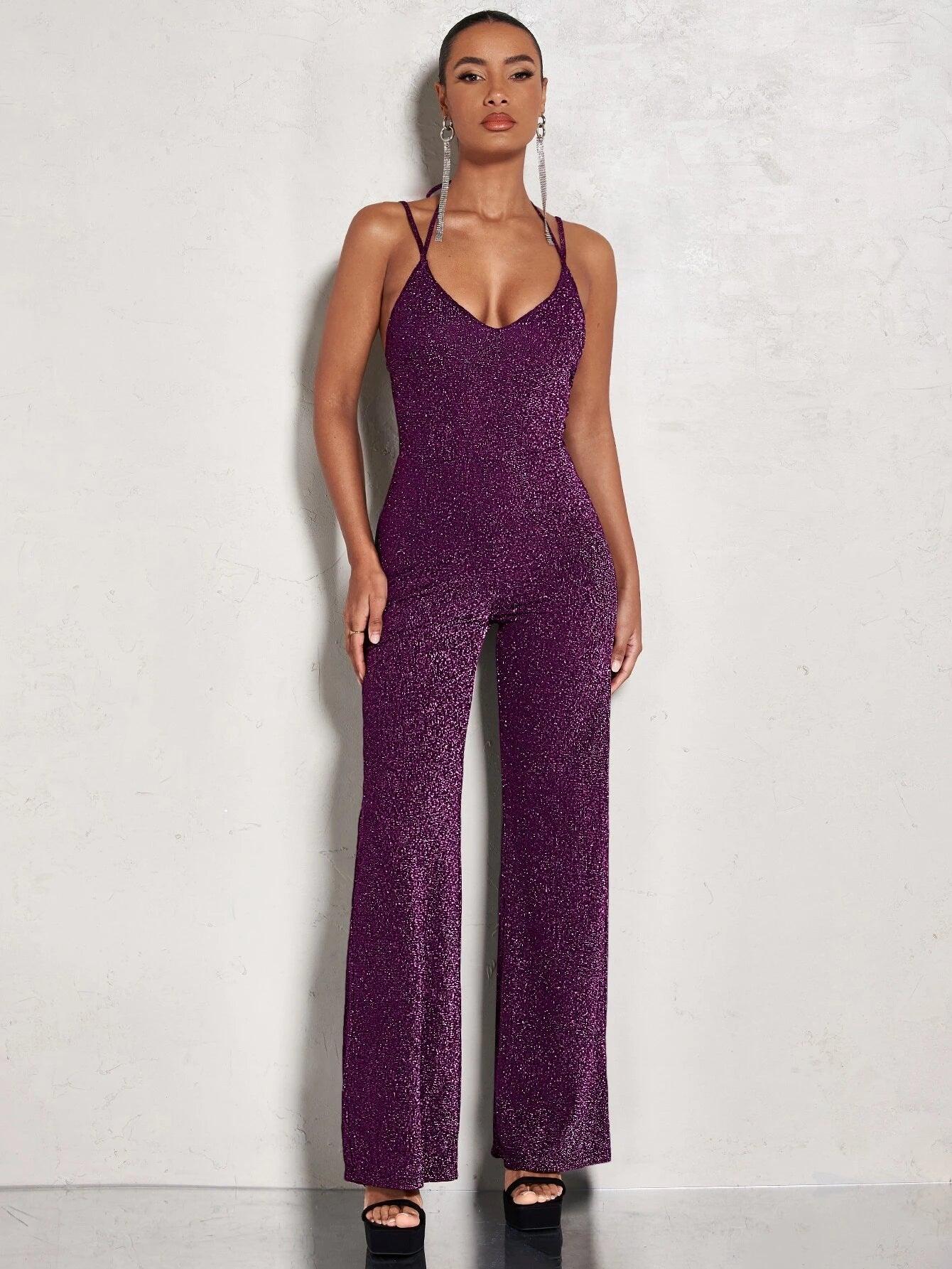Halter Neck Jumpsuit-Comfy Jumpsuits