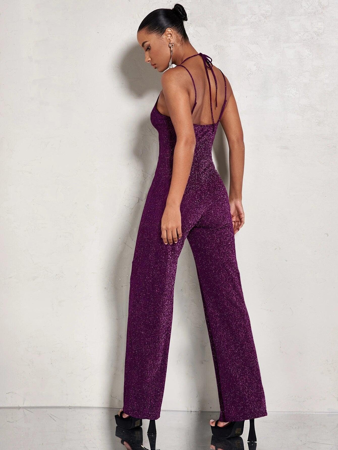 Halter Neck Jumpsuit-Comfy Jumpsuits