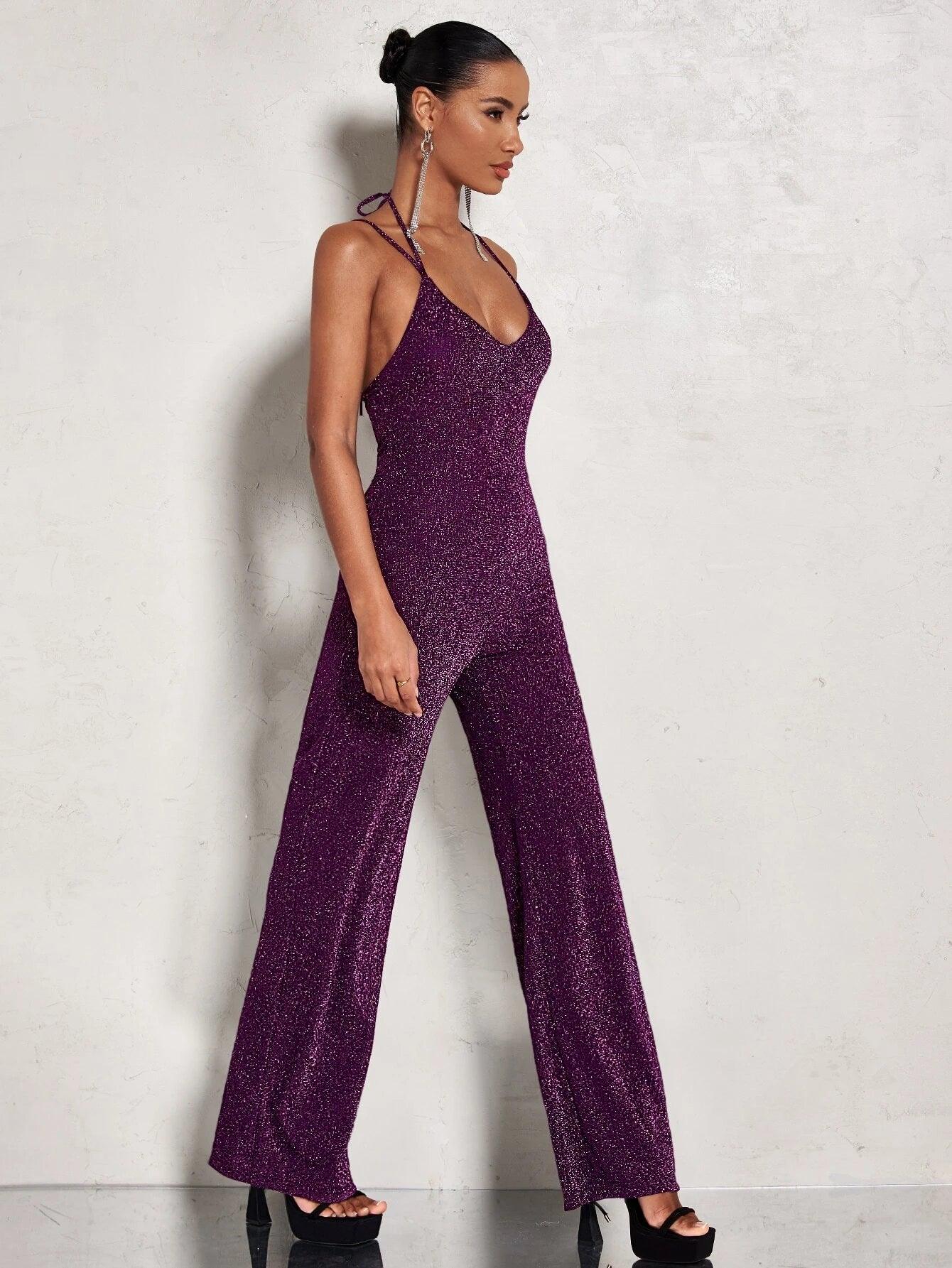 Halter Neck Jumpsuit-Comfy Jumpsuits