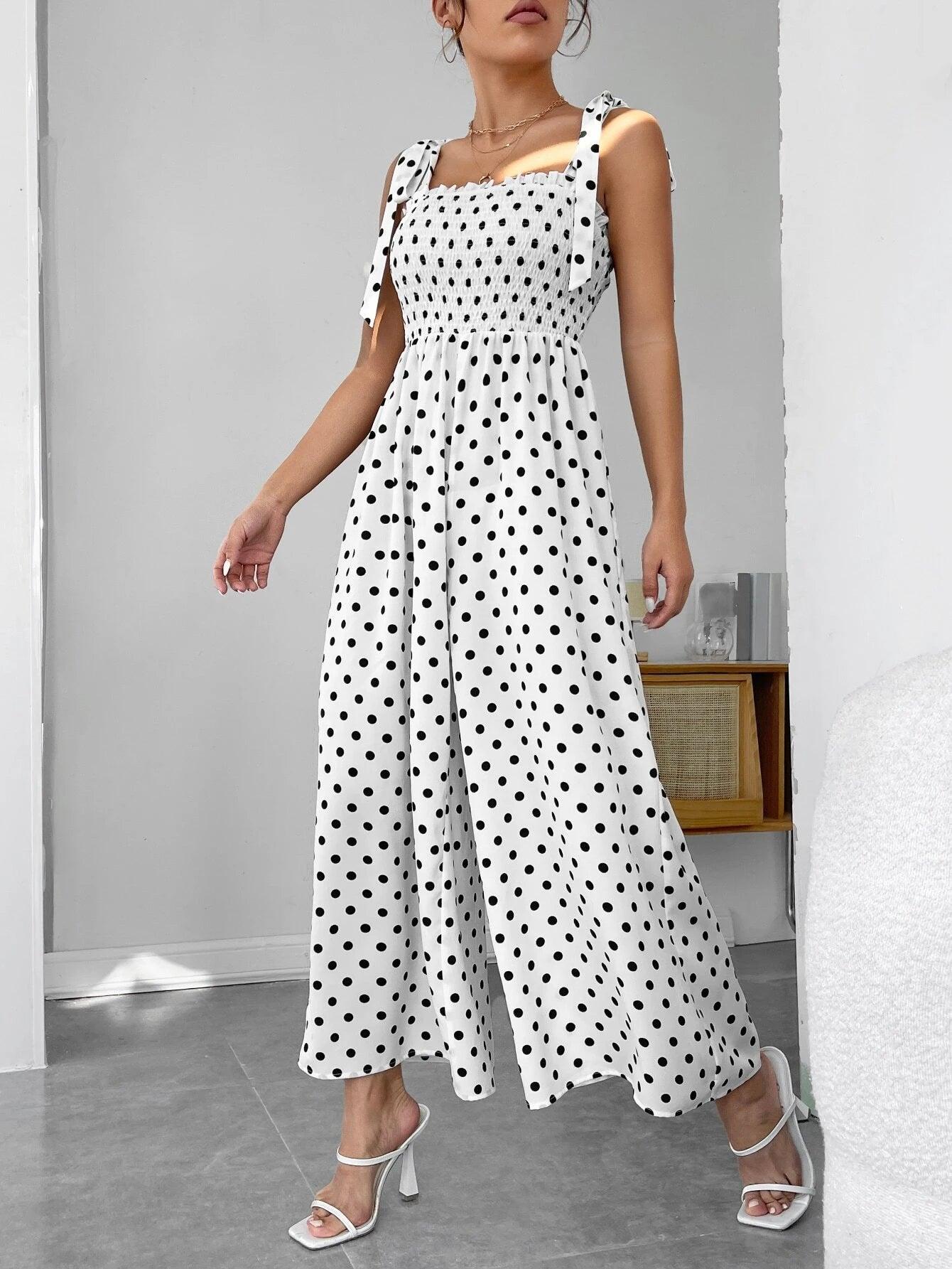 Polka Dot Cami Jumpsuit-Comfy Jumpsuits