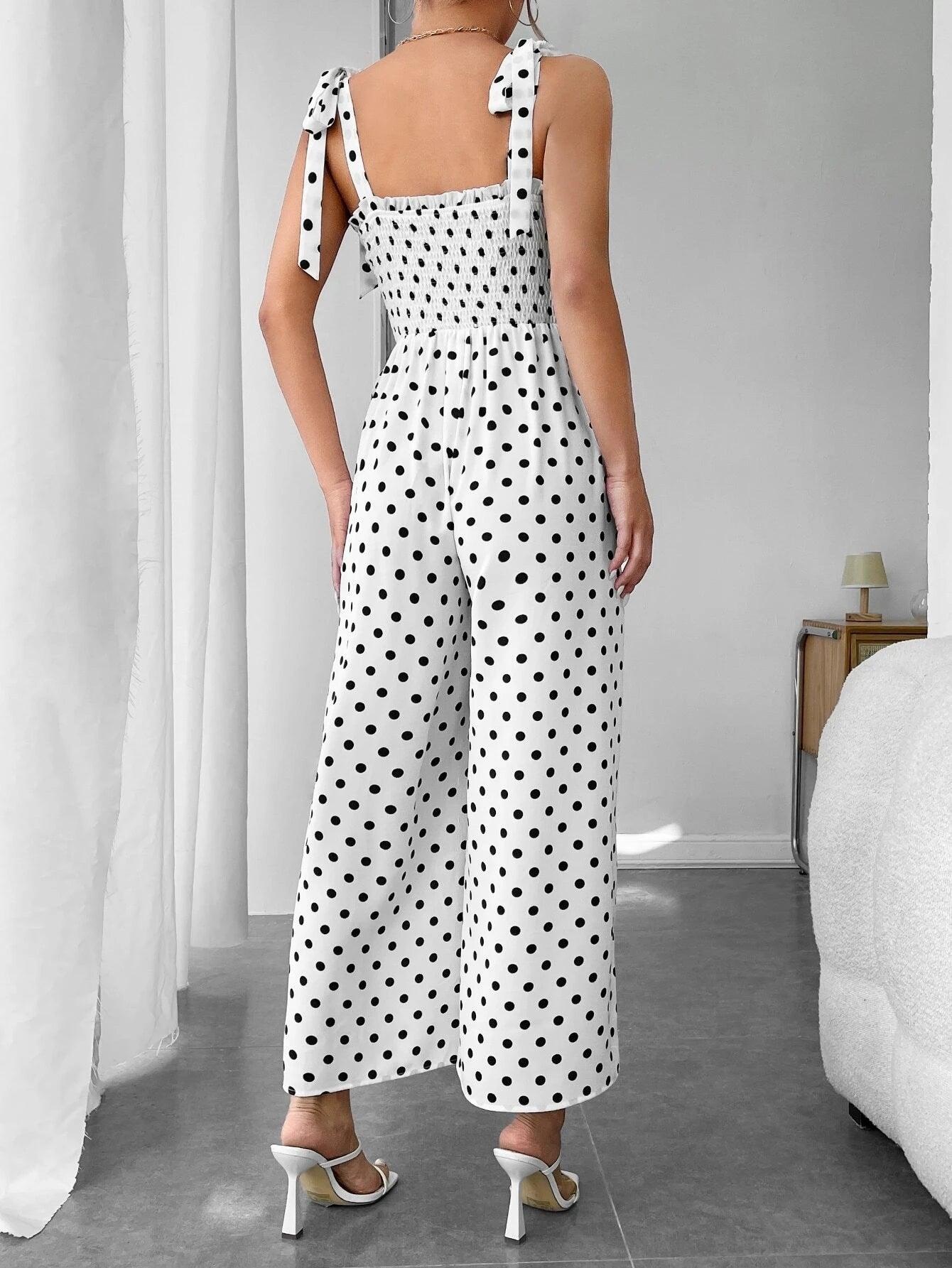 Polka Dot Cami Jumpsuit-Comfy Jumpsuits