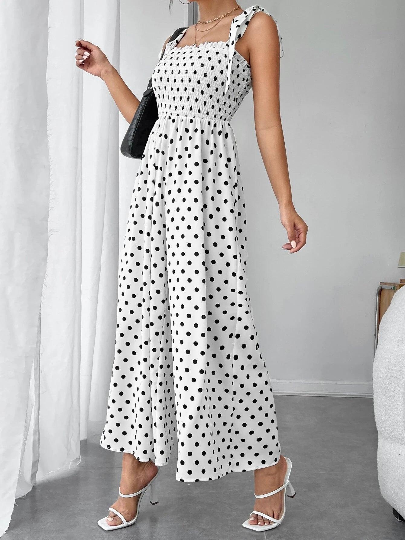 Polka Dot Cami Jumpsuit-Comfy Jumpsuits