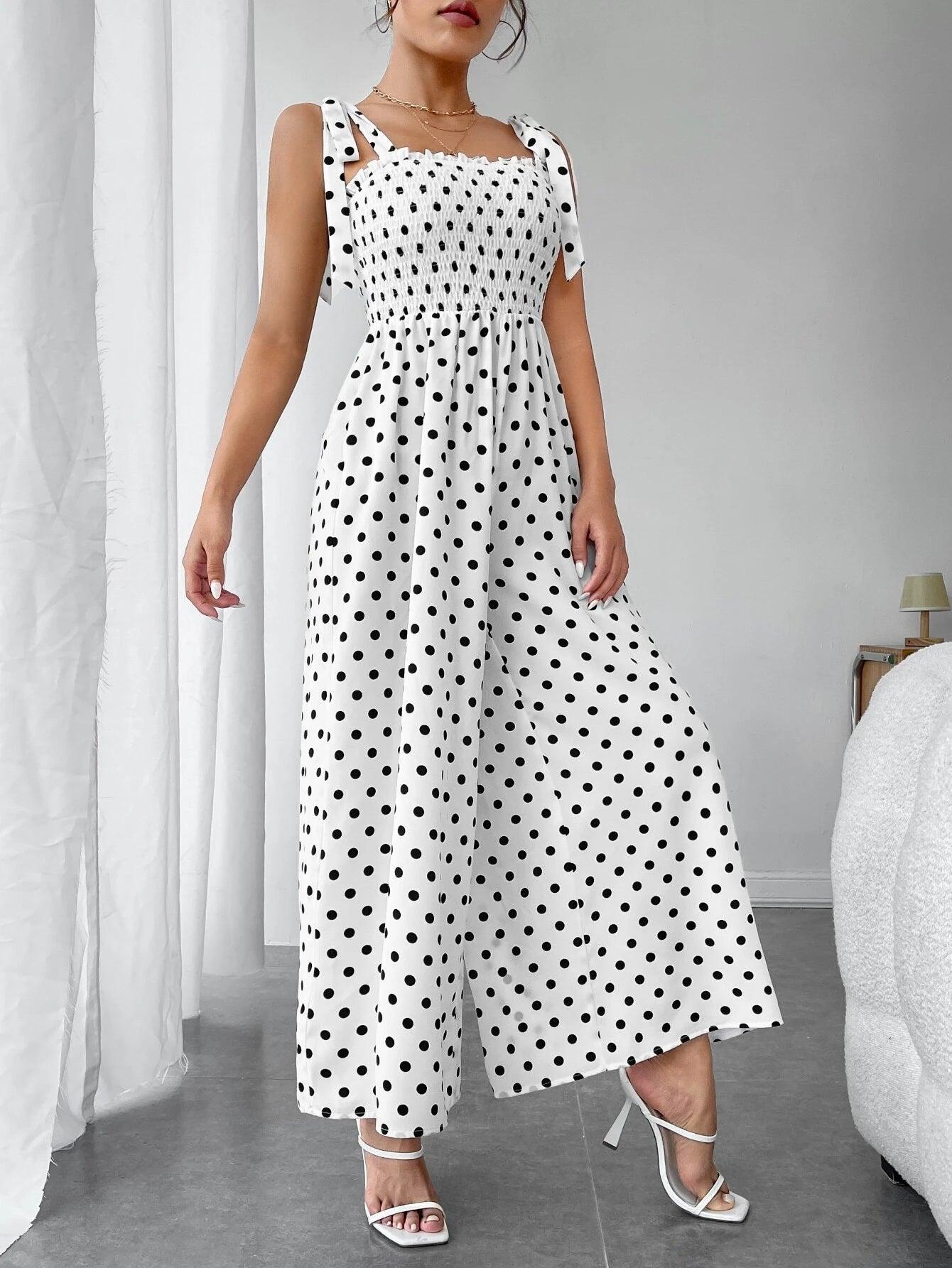 Polka Dot Cami Jumpsuit-Comfy Jumpsuits
