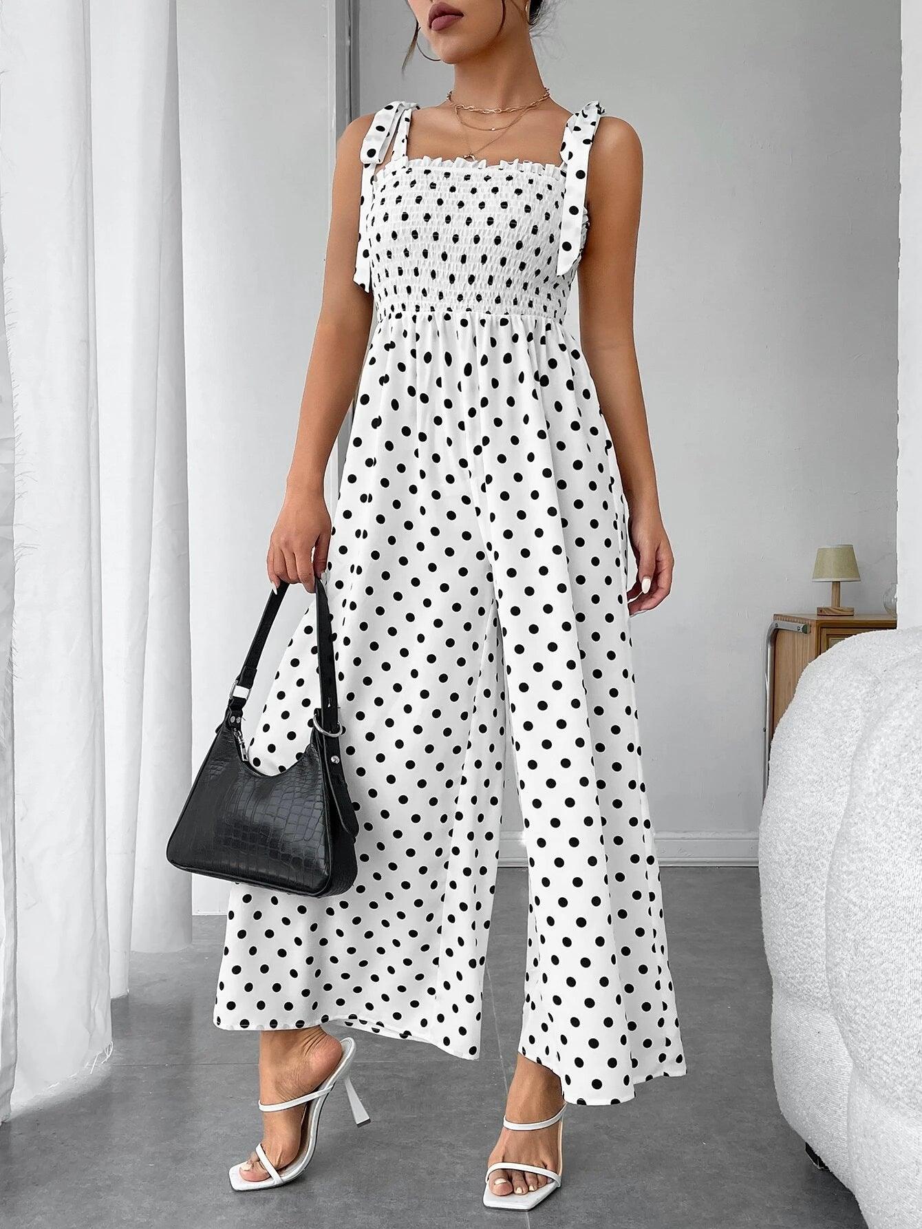 Polka Dot Cami Jumpsuit-Comfy Jumpsuits