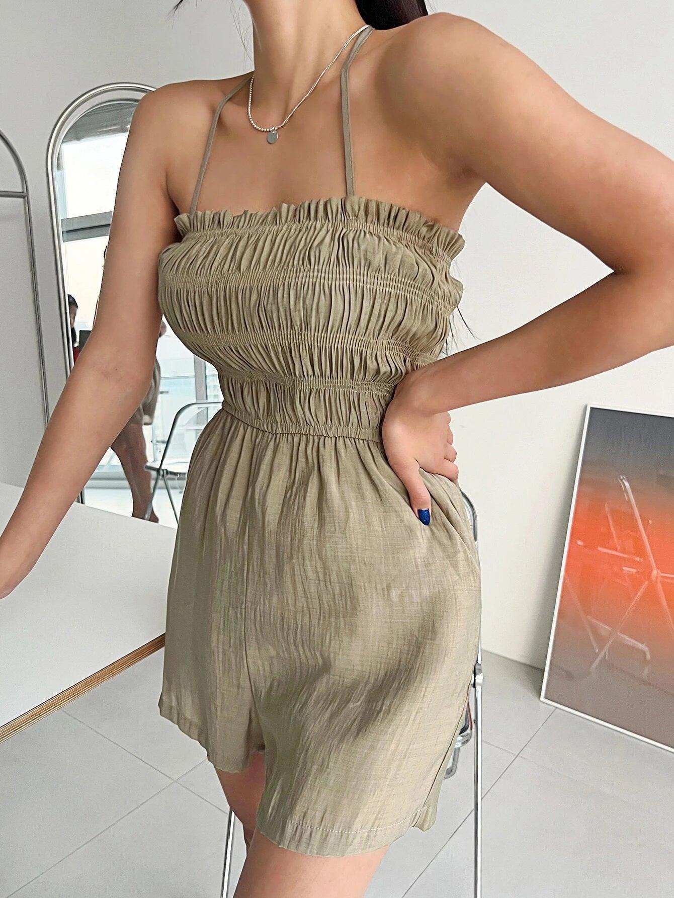 Square Neck Slant Pocket Romper-Comfy Jumpsuits