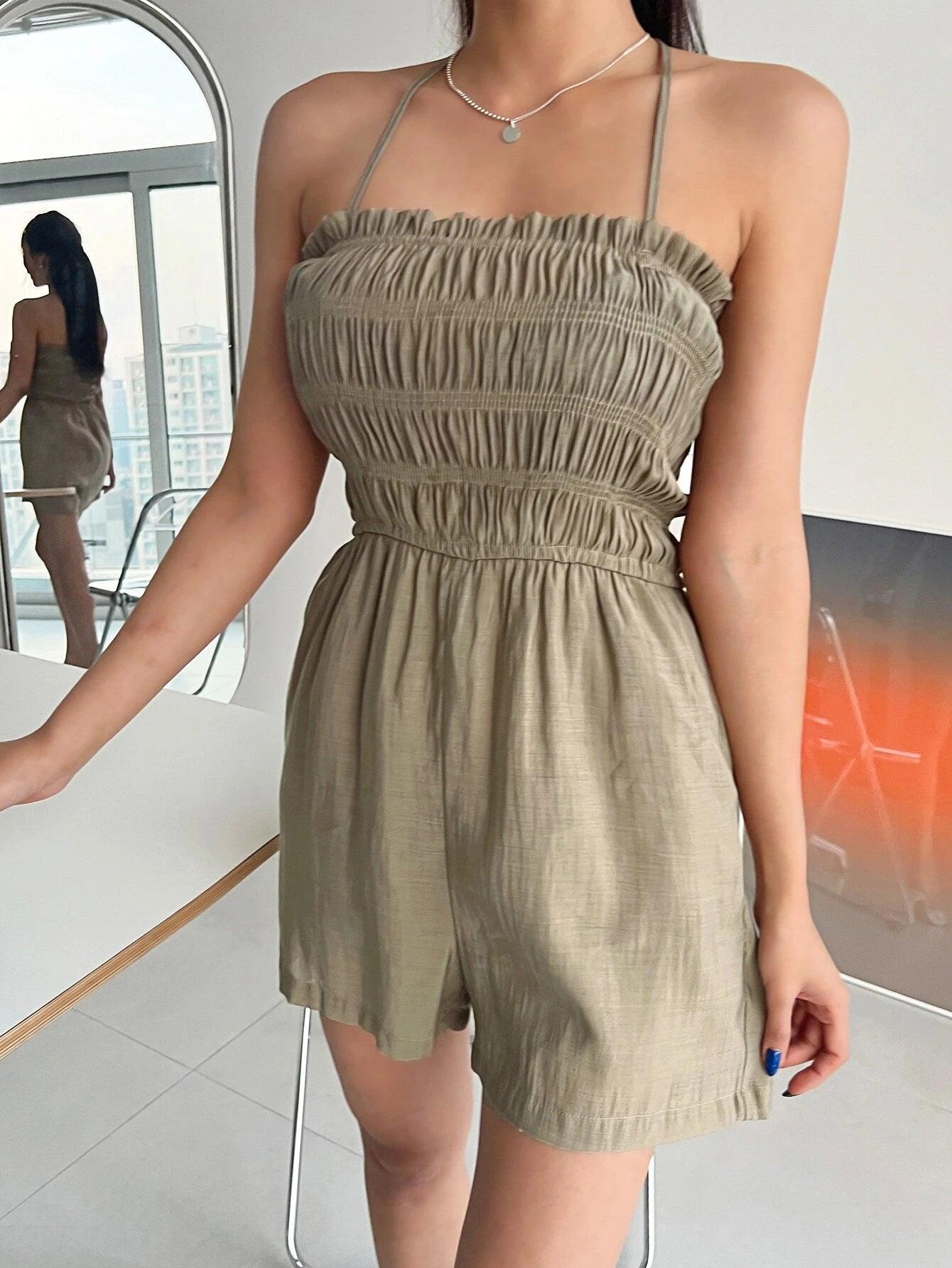 Square Neck Slant Pocket Romper-Comfy Jumpsuits