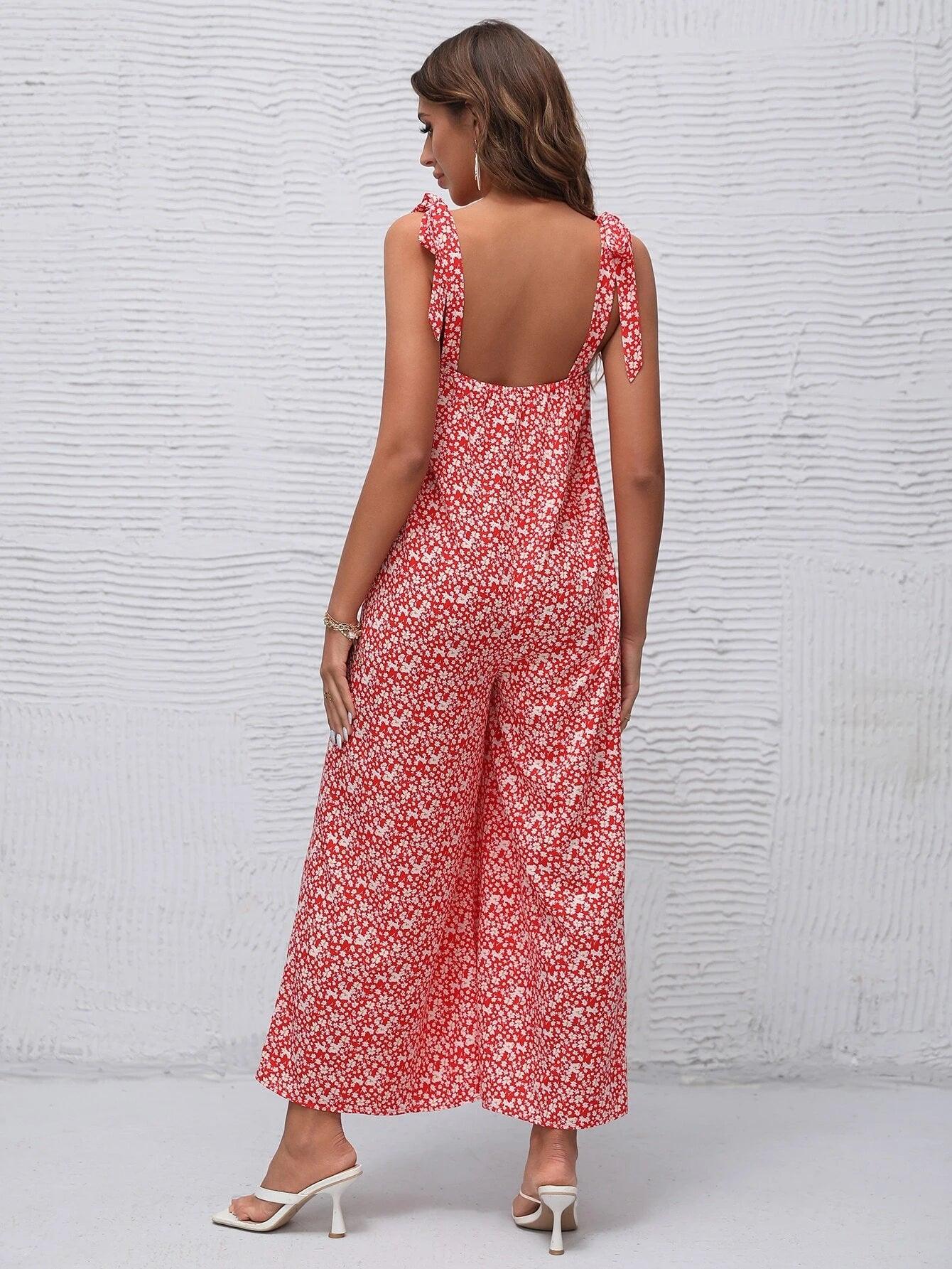 Floral Long Length Leg Jumpsuit-Comfy Jumpsuits