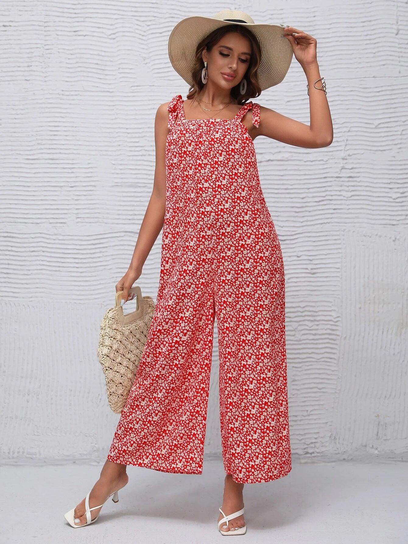 Floral Long Length Leg Jumpsuit-Comfy Jumpsuits