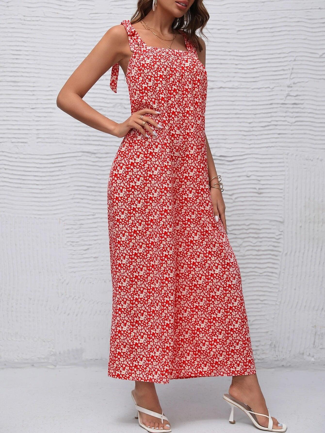 Floral Long Length Leg Jumpsuit-Comfy Jumpsuits